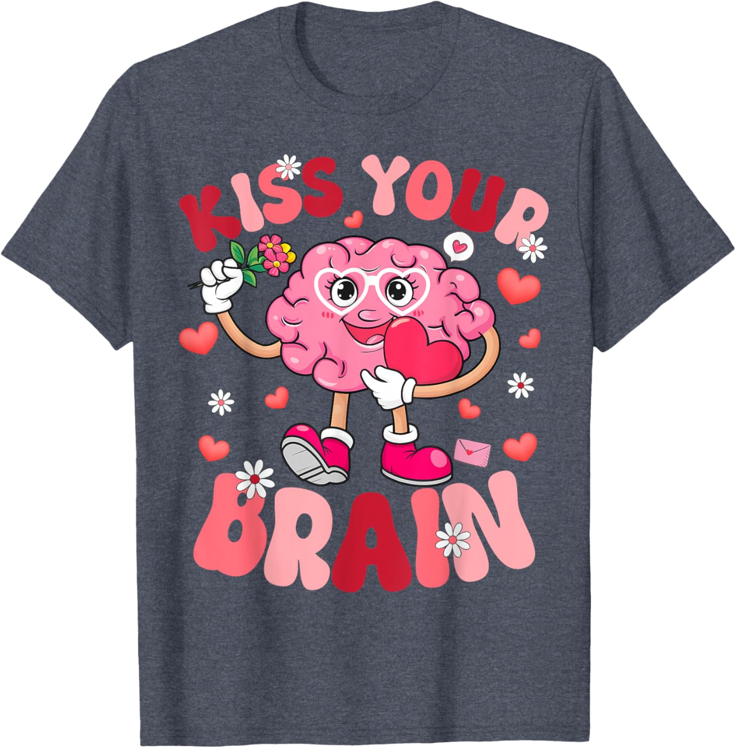 Kiss Your Brain Retro Valentines Day T-Shirt for Teacher Squad & Kids - 10