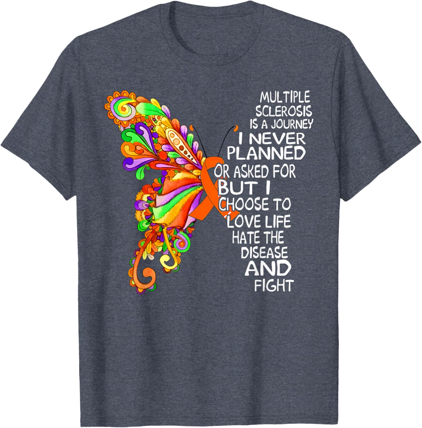 Butterfly Ribbon MS Warrior T-Shirt for Multiple Sclerosis Awareness - 11