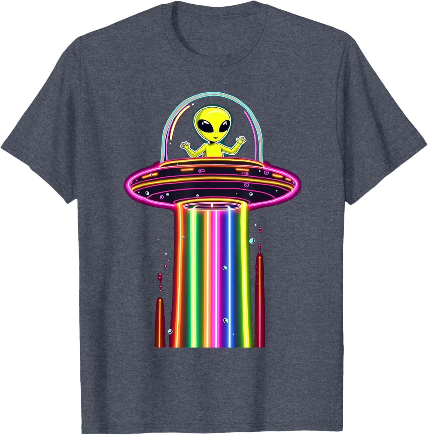 Colorful Alien Spaceship Lights Kids T-Shirt for Galaxy UFO Lovers - 10