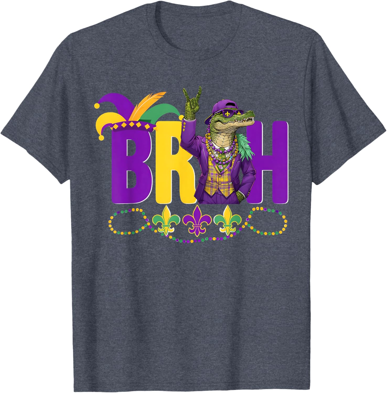 Bruh Mardi Gras Alligator Funny Meme T-Shirt for Boys and Teens - 7