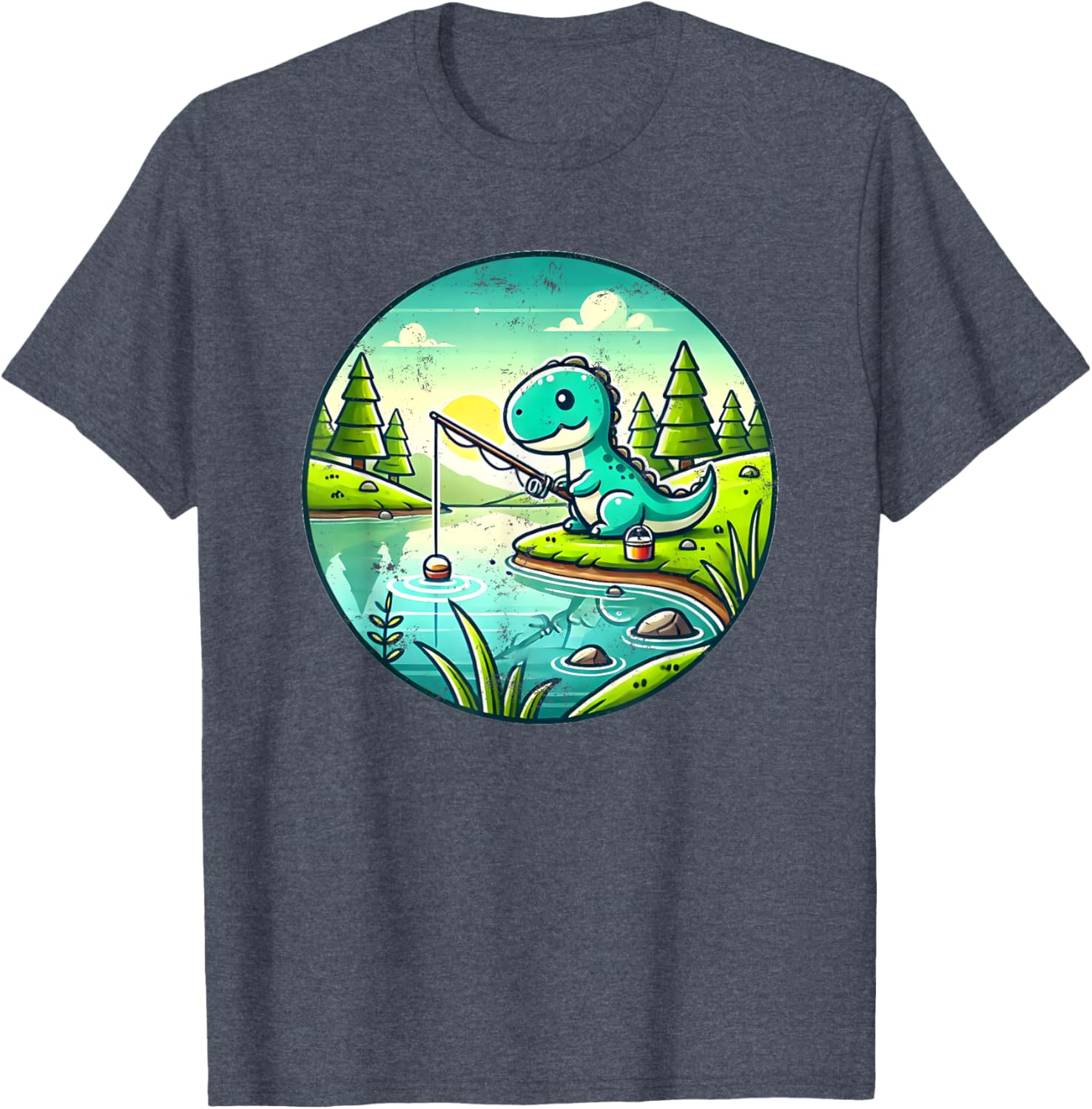 Cute Dinosaur Fishing T-Shirt for Kids and Adults - Fun and Comfy Wear - 8