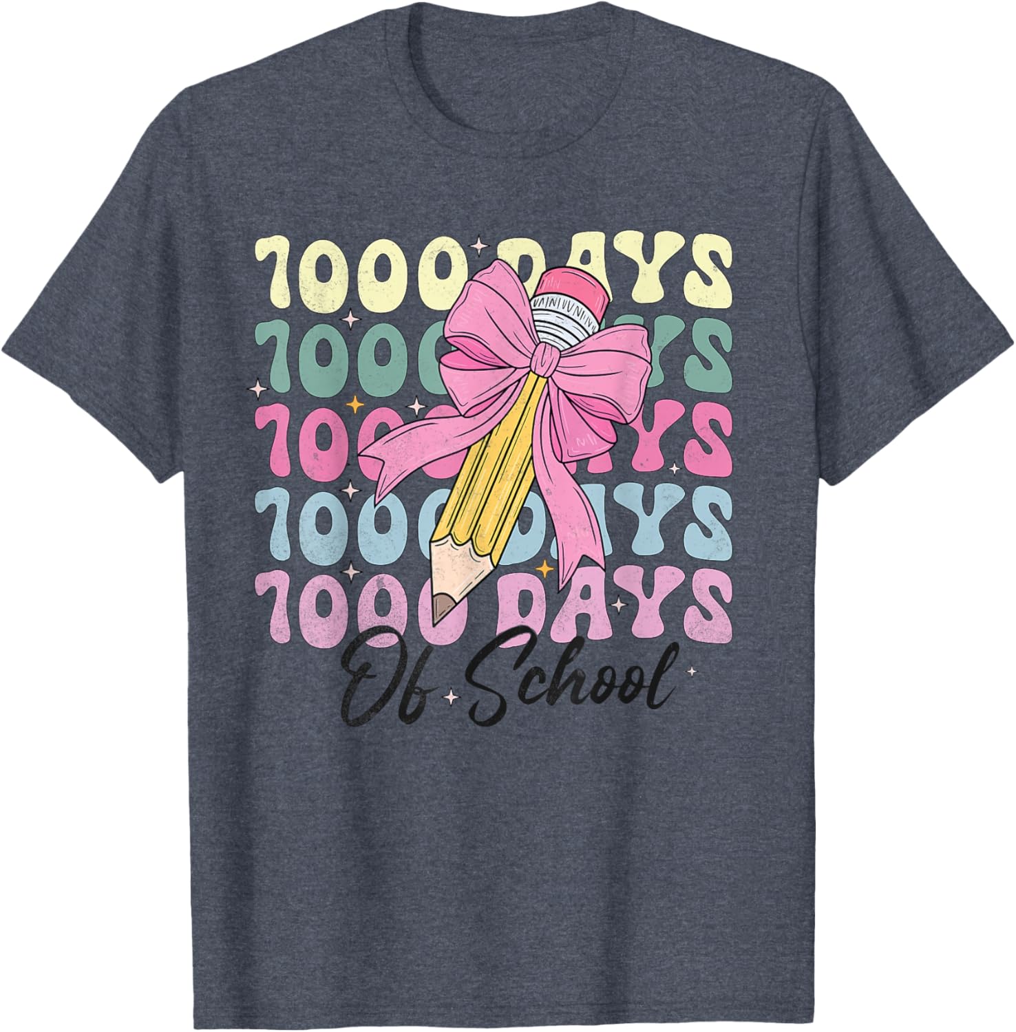1000 Days of School Girls Coquette Bow T-Shirt for Celebration Fun - 11