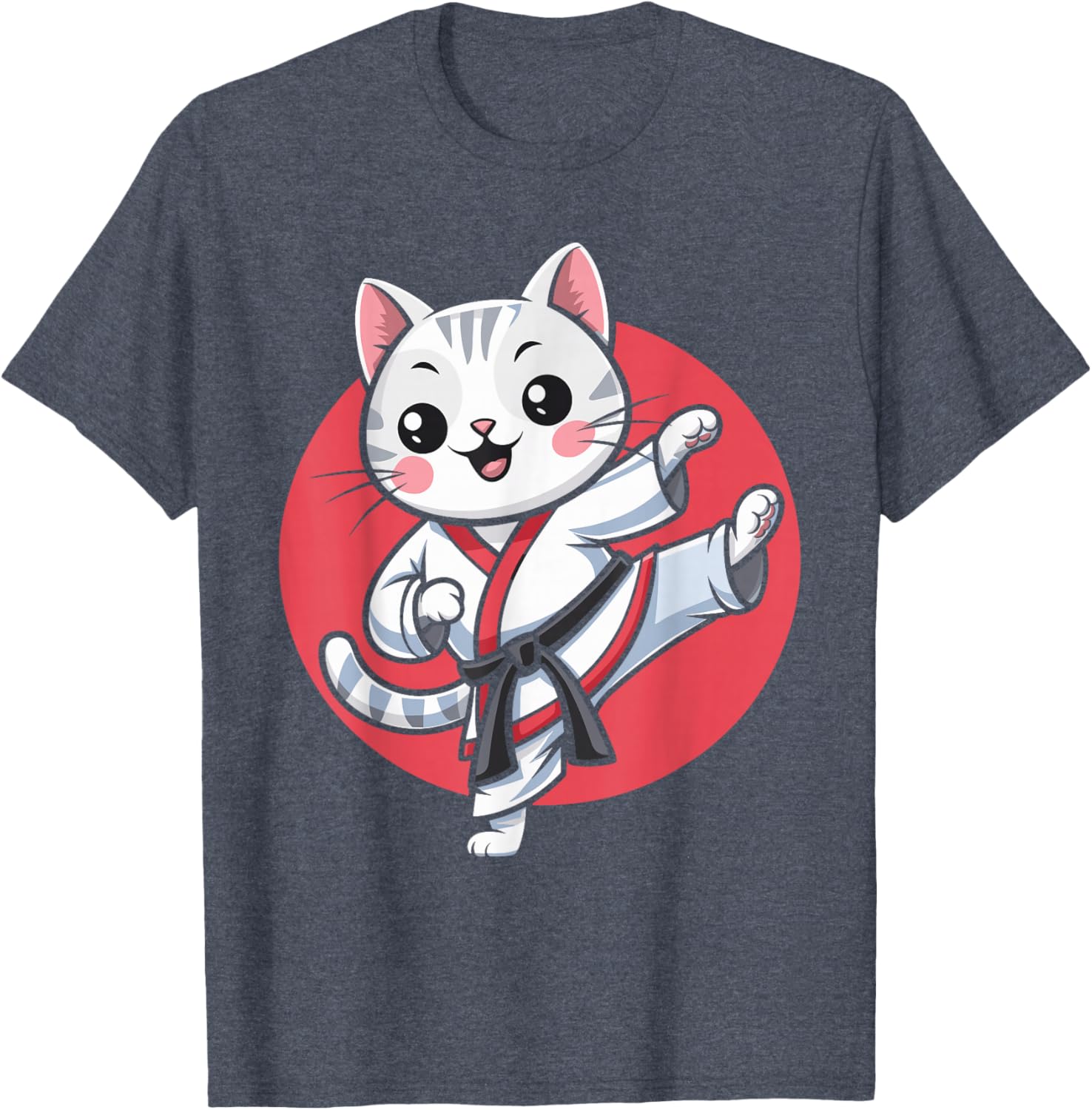 Kawaii Japanese Cat Karate Jiu Jitsu T-Shirt for Women and Kids - 1
