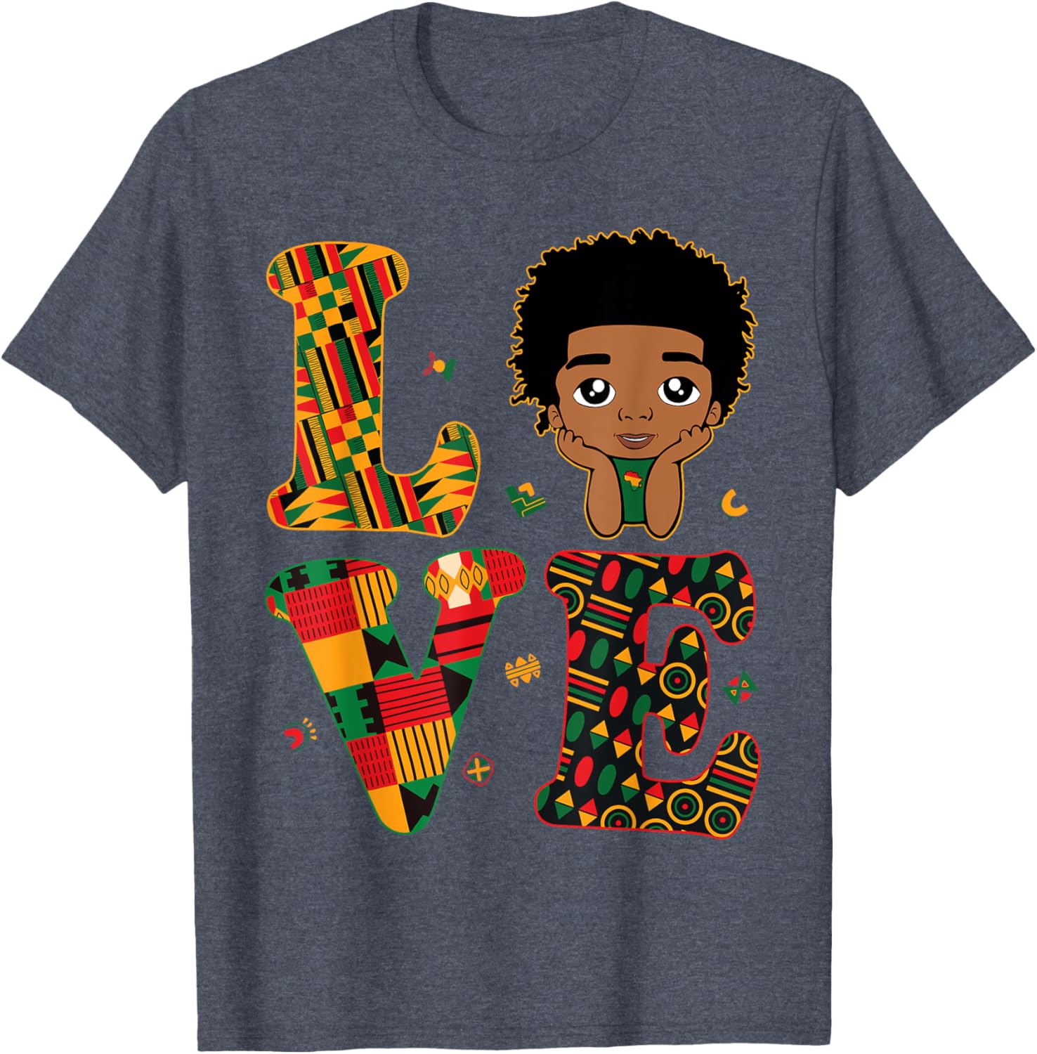 Proud LOVE African Kente Toddler Boys T-Shirt for Black History Month - 14
