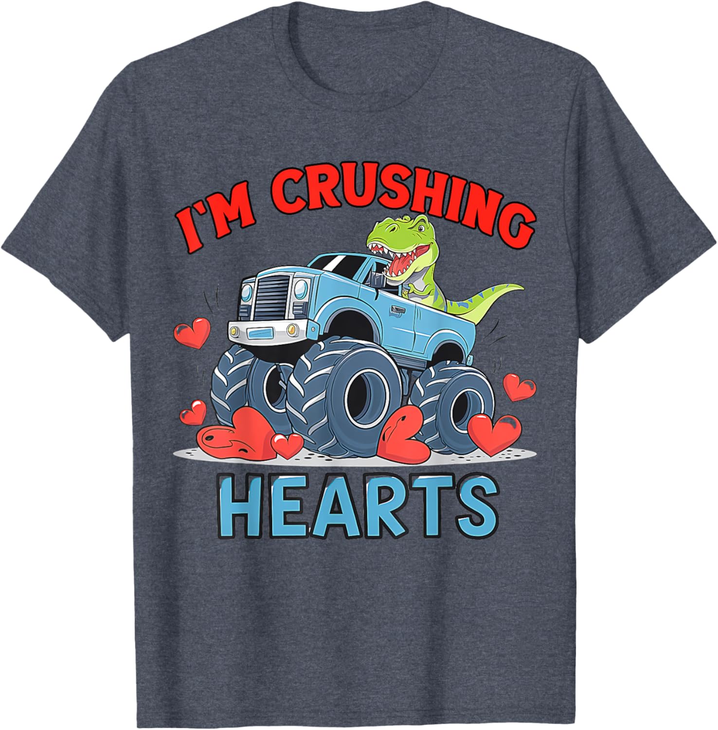 Hearts Crusher Monster Truck Valentine's Day T-Shirt for Kids and Adults - 21