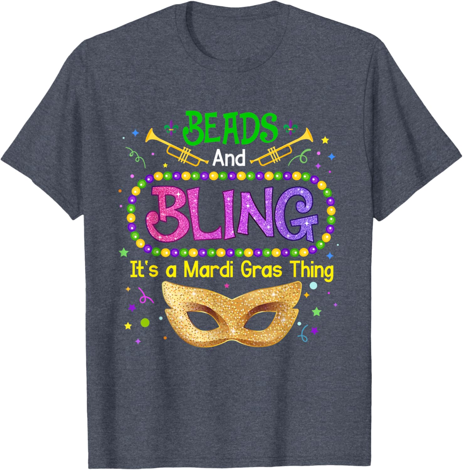 Mardi Gras Beads & Bling Carnival Party T-Shirt for Festive Fun - 14