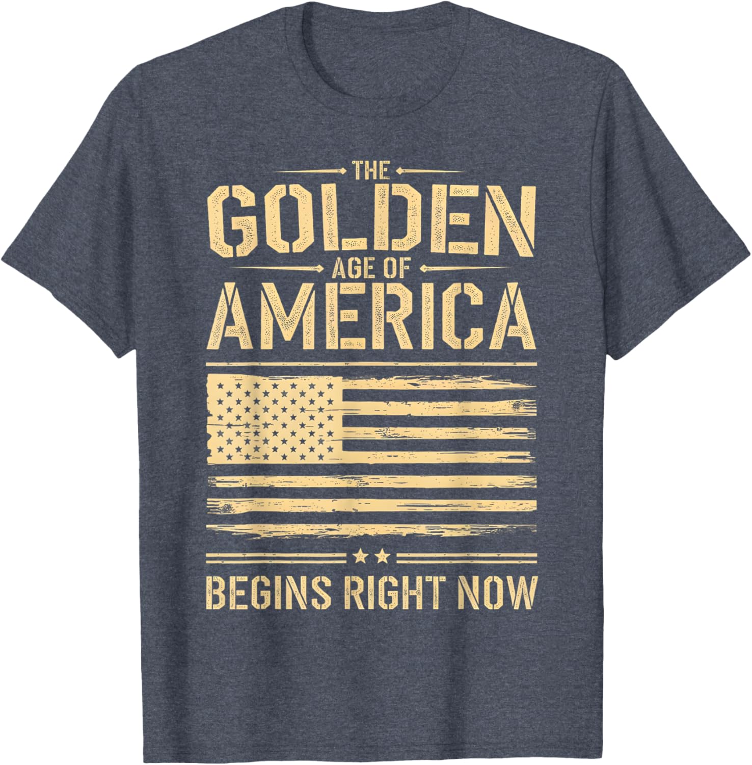 Golden Age of America Distressed T-Shirt with USA Flag Design - 26