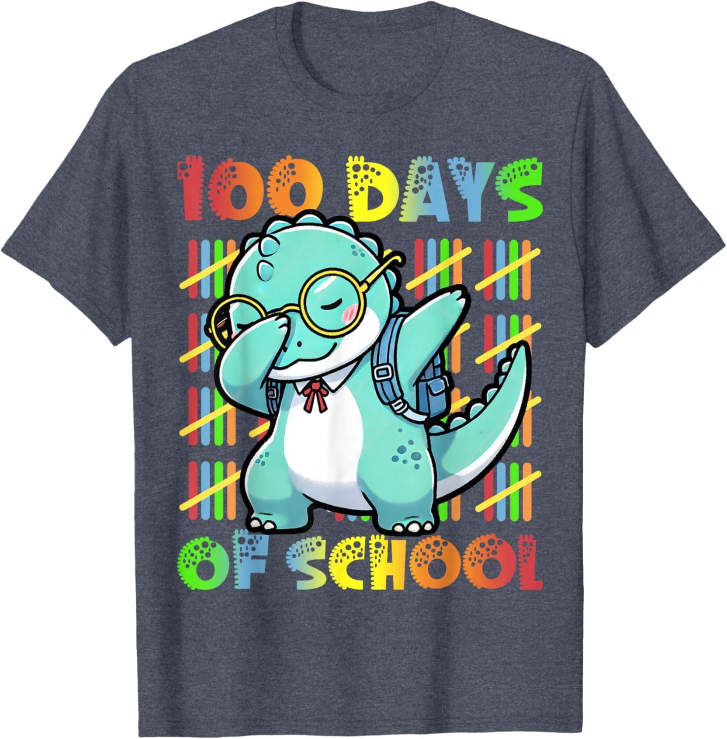 Dabbing Dinosaur 100 Days of School Kids T-Shirt for Fun Celebrations - 6