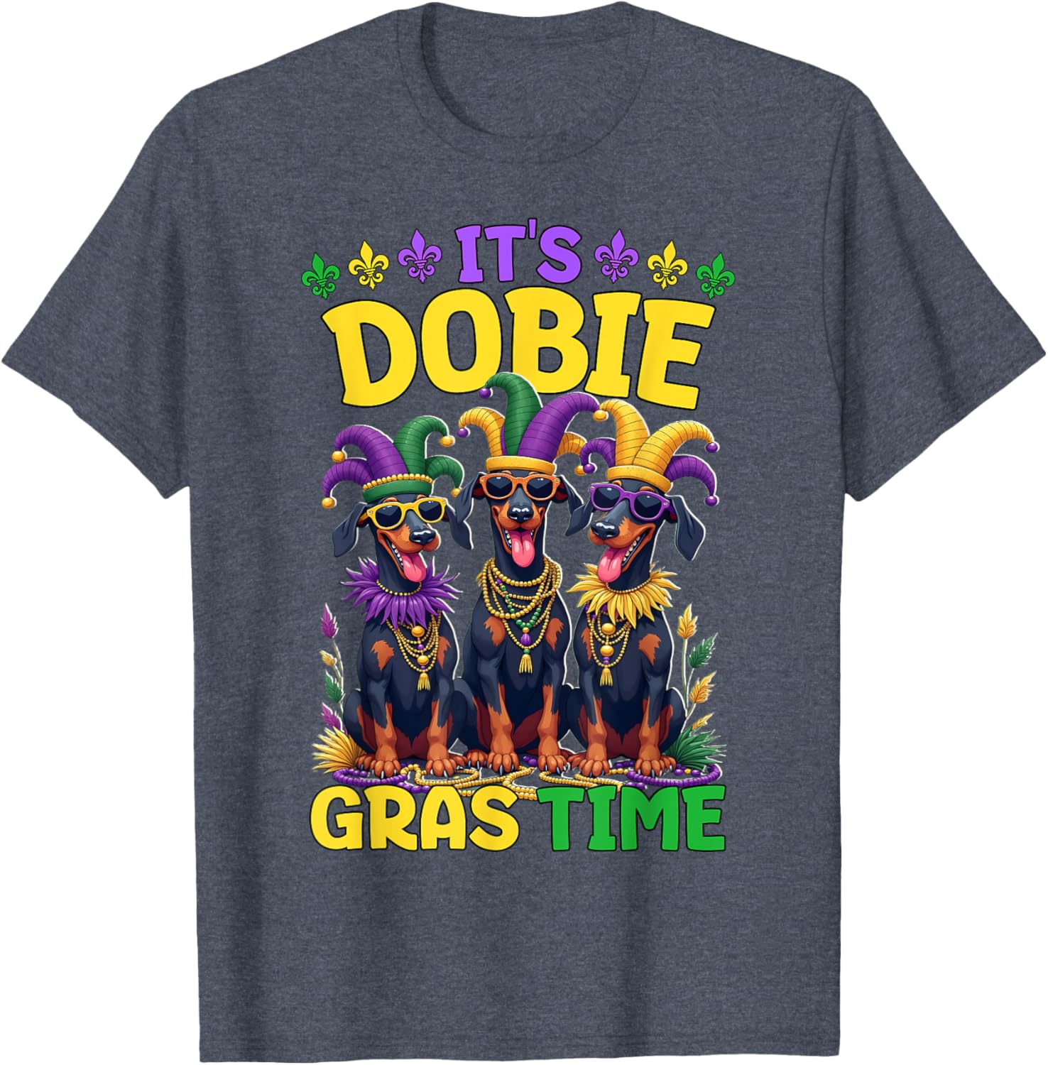 Mardi Gras Doberman T-Shirt Celebrating Carnival Festivities - 10