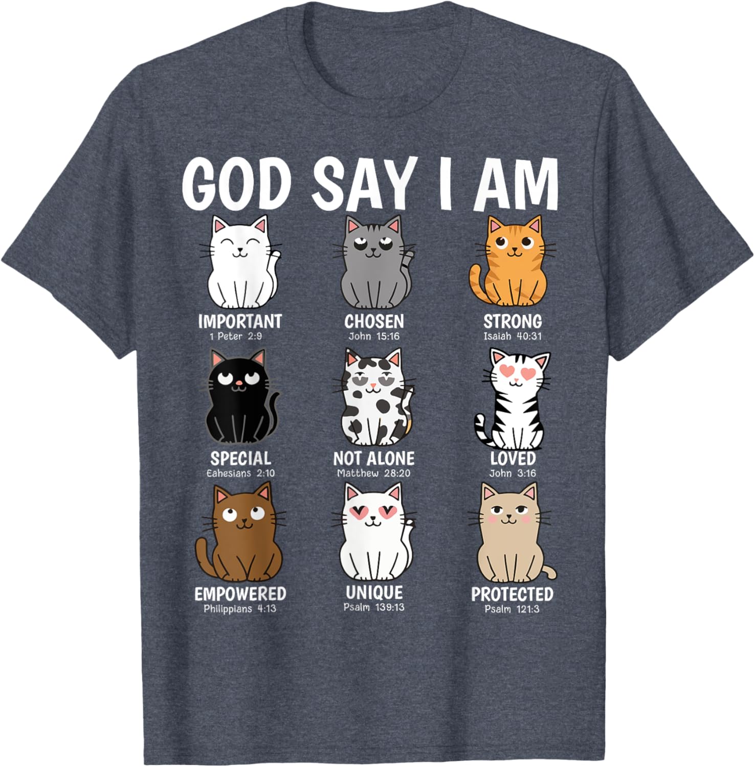 Funny Cats Bible Verse T-Shirt for Men Women Kids - Christian Cat Love - 6