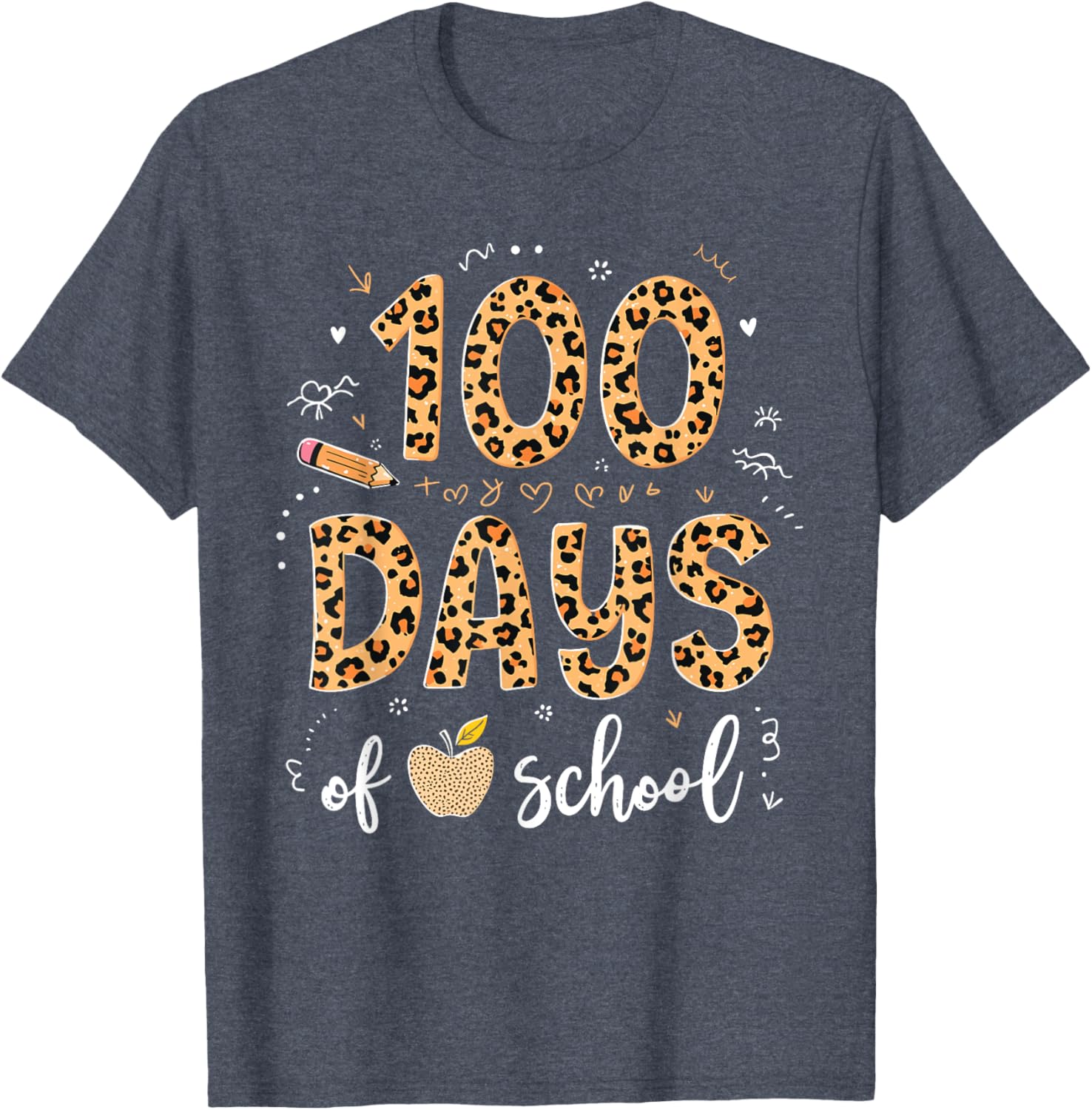 100 Days of School Leopard Print T-Shirt for Kids and Teachers - 9