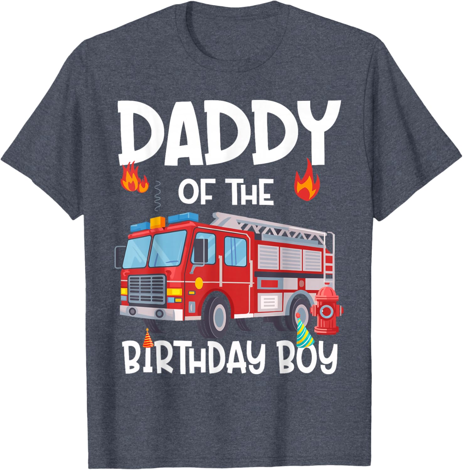 Daddy of the Birthday Boy Fire Truck T-Shirt for Proud Firefighter Dads - 3