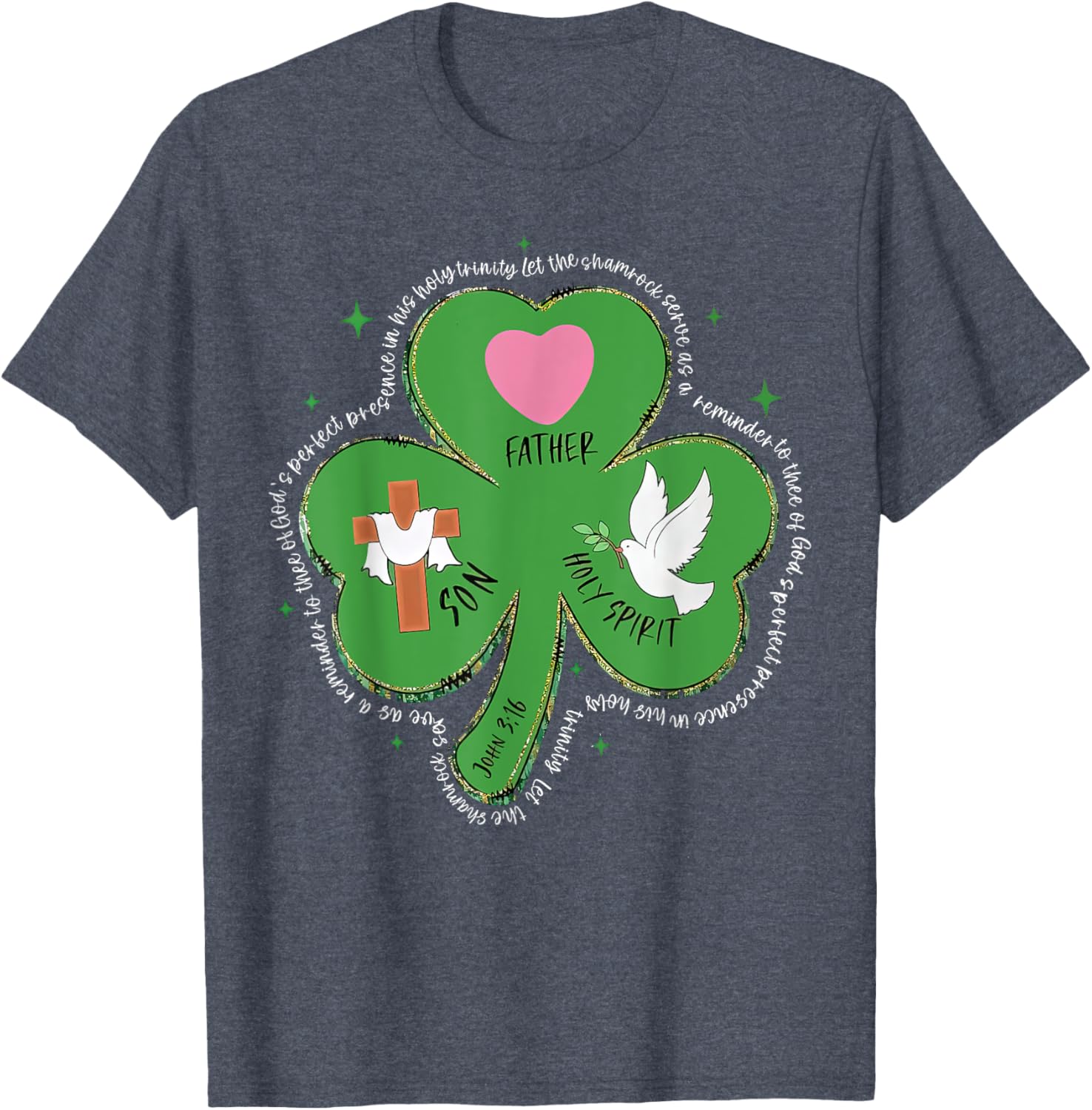 Shamrock Holy Trinity T-Shirt Father Son Holy Spirit Patrick Style - 5