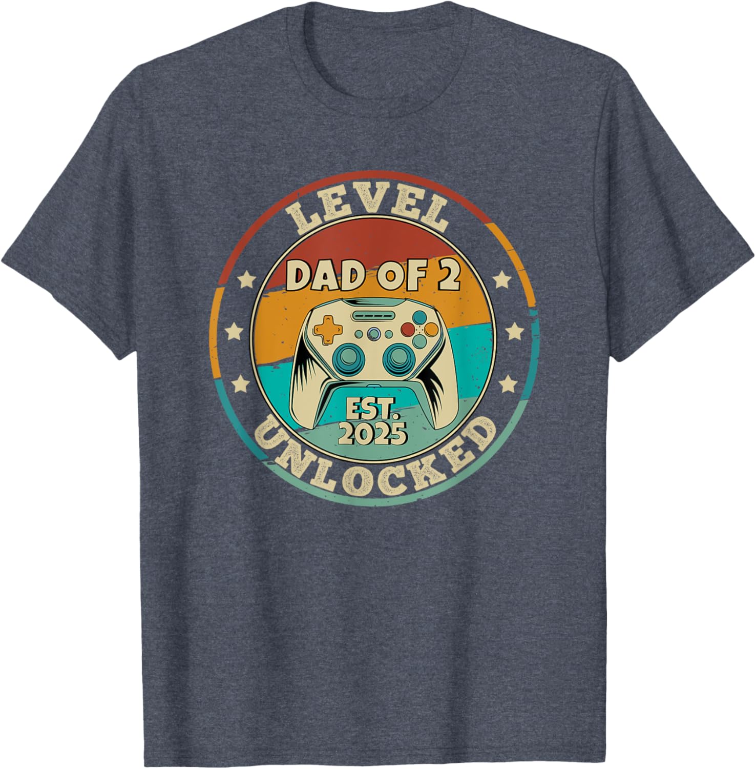 Promoted to Daddy Again 2025 T-Shirt for Proud Dads of 2 Kids - 2