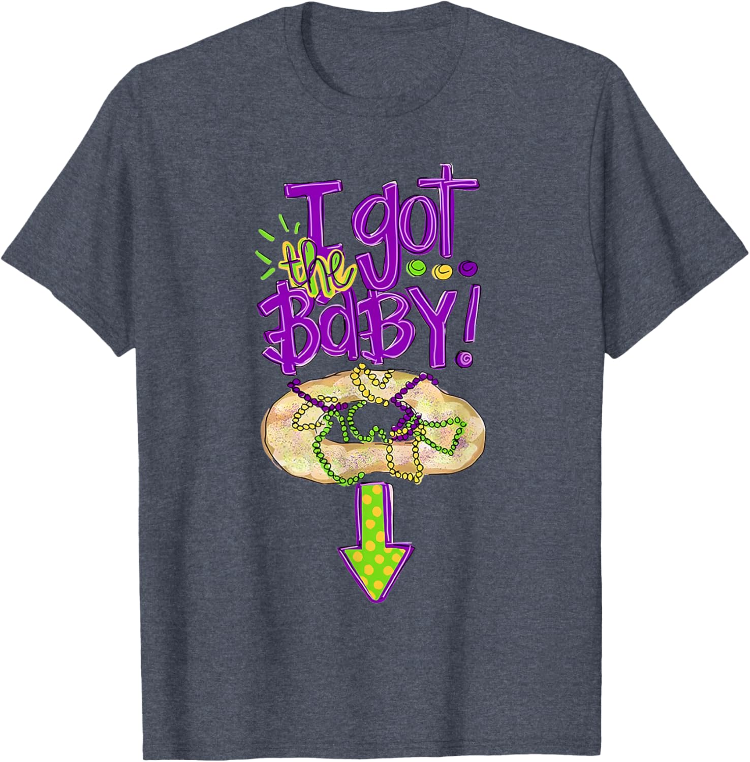 Baby Mardi Gras King Cake Reveal T-Shirt for New Orleans Celebrations - 27