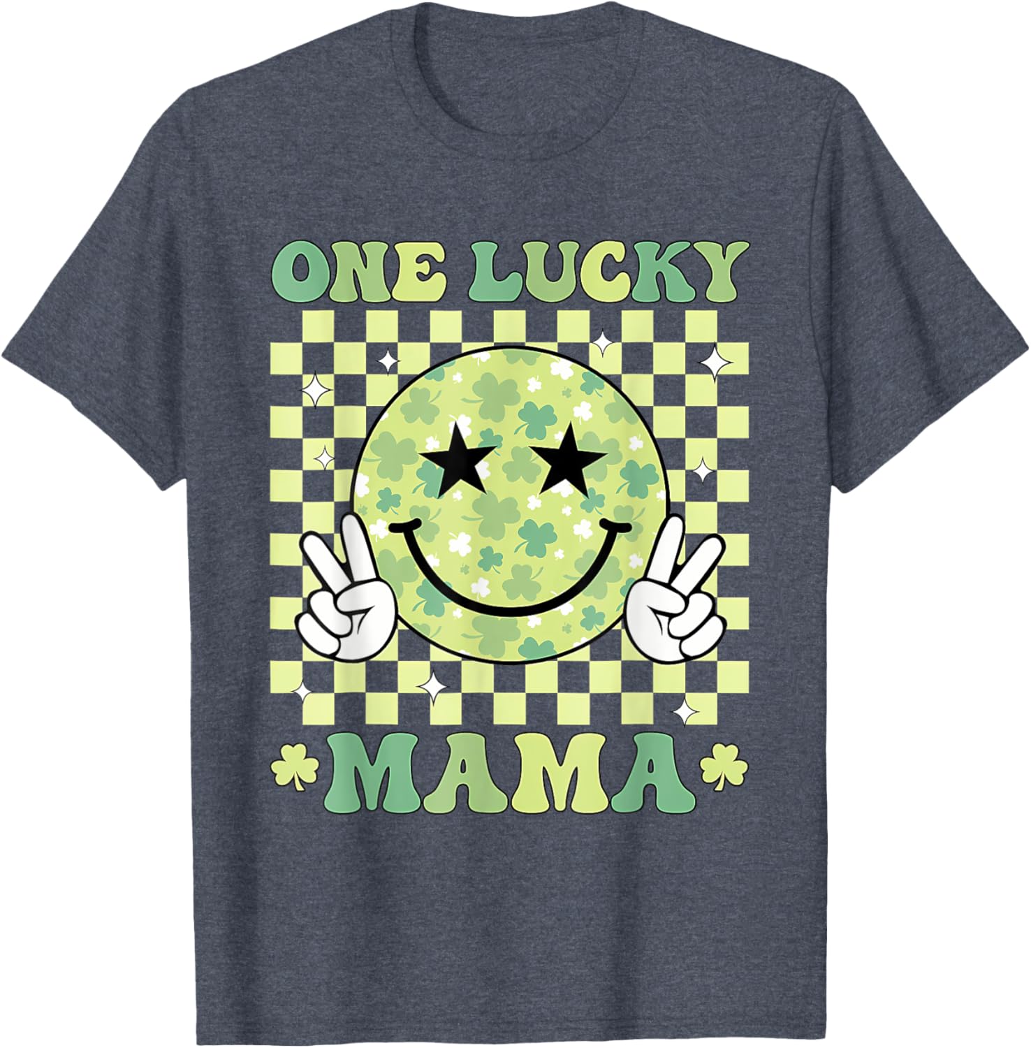 One Lucky Mama St Patricks Day 2025 Retro T-Shirt for Moms - 27