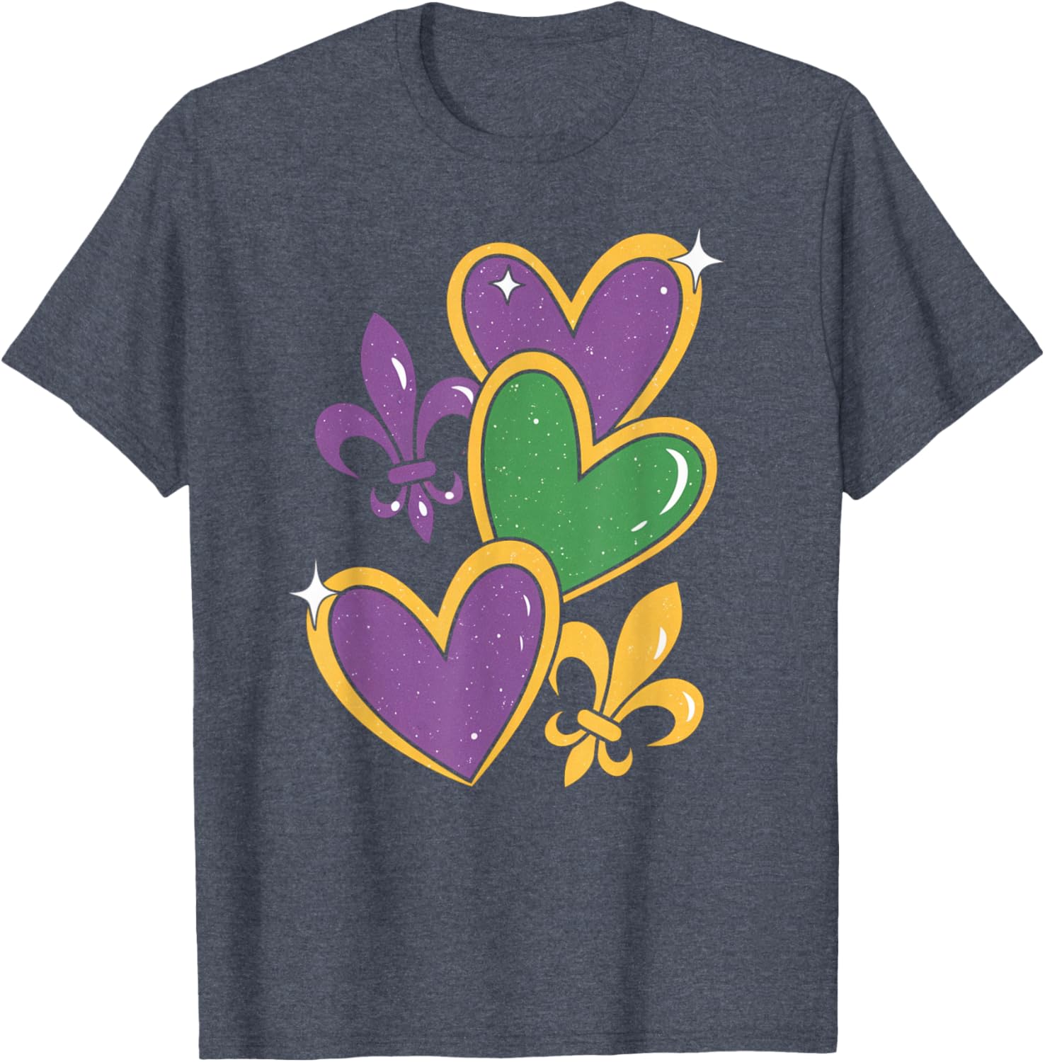 Mardi Gras Hearts T-Shirt for Women Girls Kids and Toddlers - 6