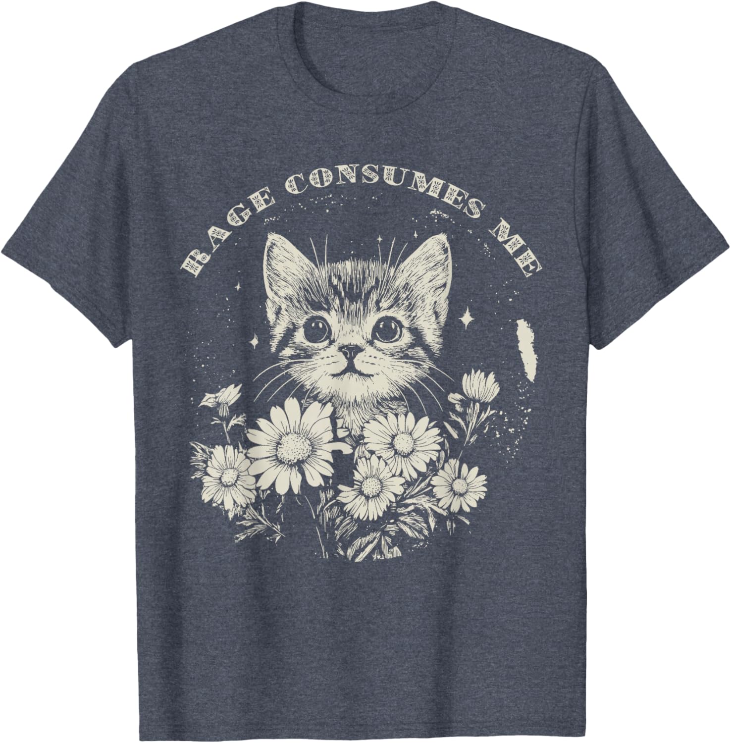Cute Cat Rage T-Shirt Funny Sarcastic Kitten with Flower Design - 6