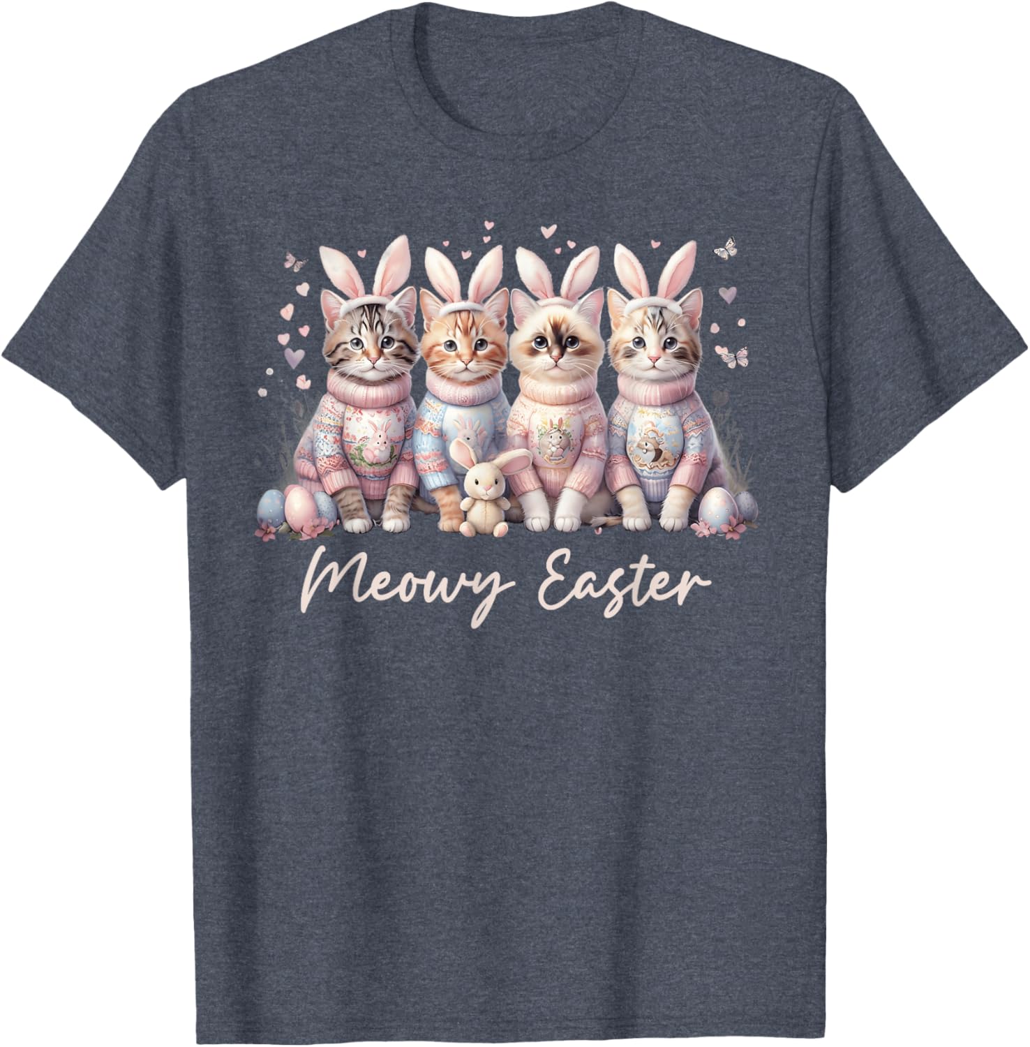Happy Easter Bunny Cats T-Shirt for Women and Kids – Cute Spring Apparel - 7