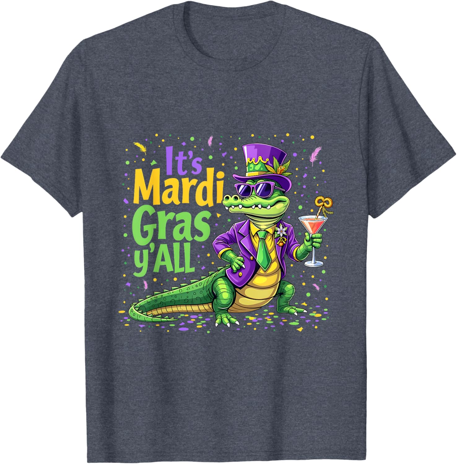 Funny Mardi Gras 2025 Alligator T-Shirt for Fun Festivities - 14
