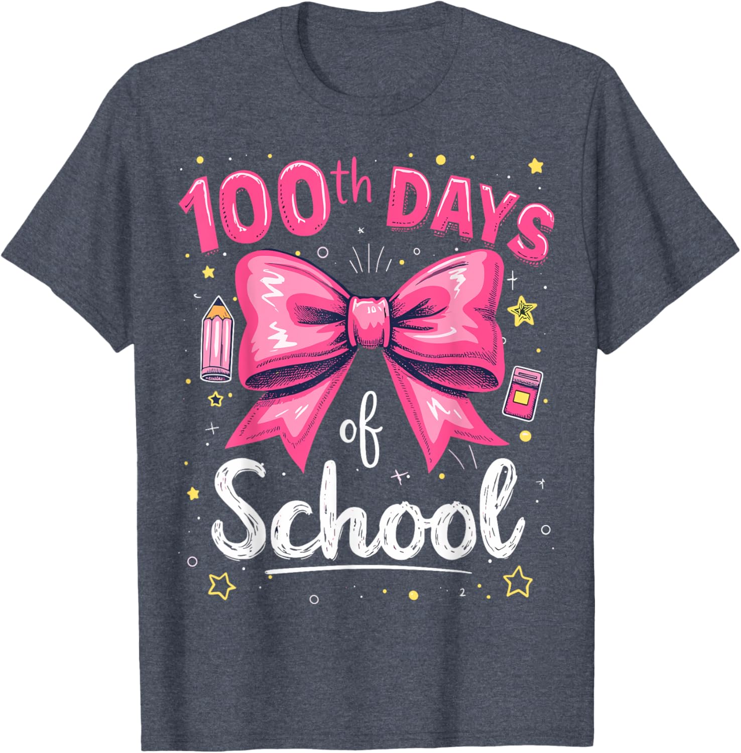 100 Days of School Teacher Coquette Bow T-Shirt for 100th Day Celebration - 13