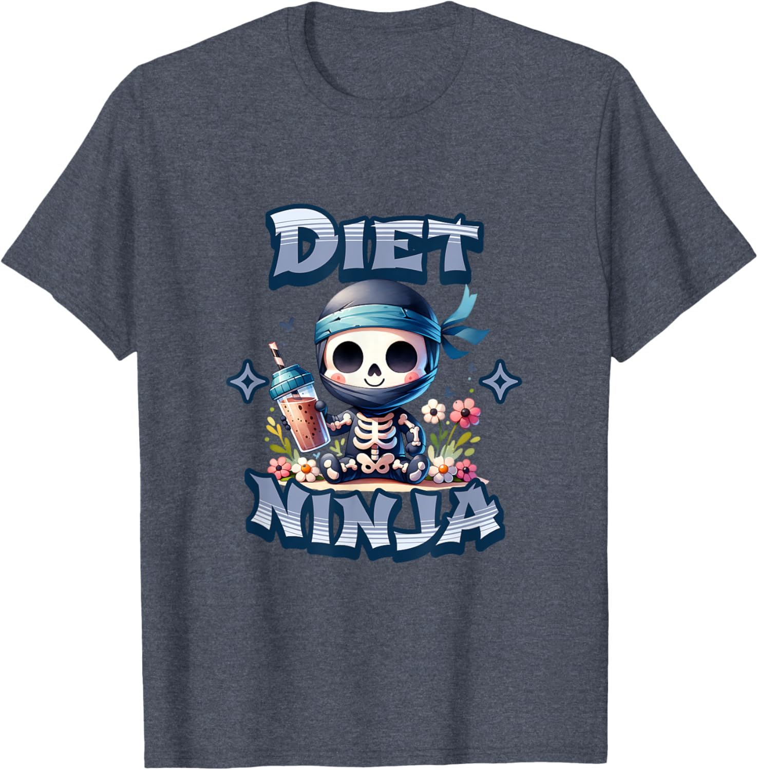 Cute Diet Ninja Protein Shake Skeleton Ninja T-Shirt for Fun Fitness Style - 16