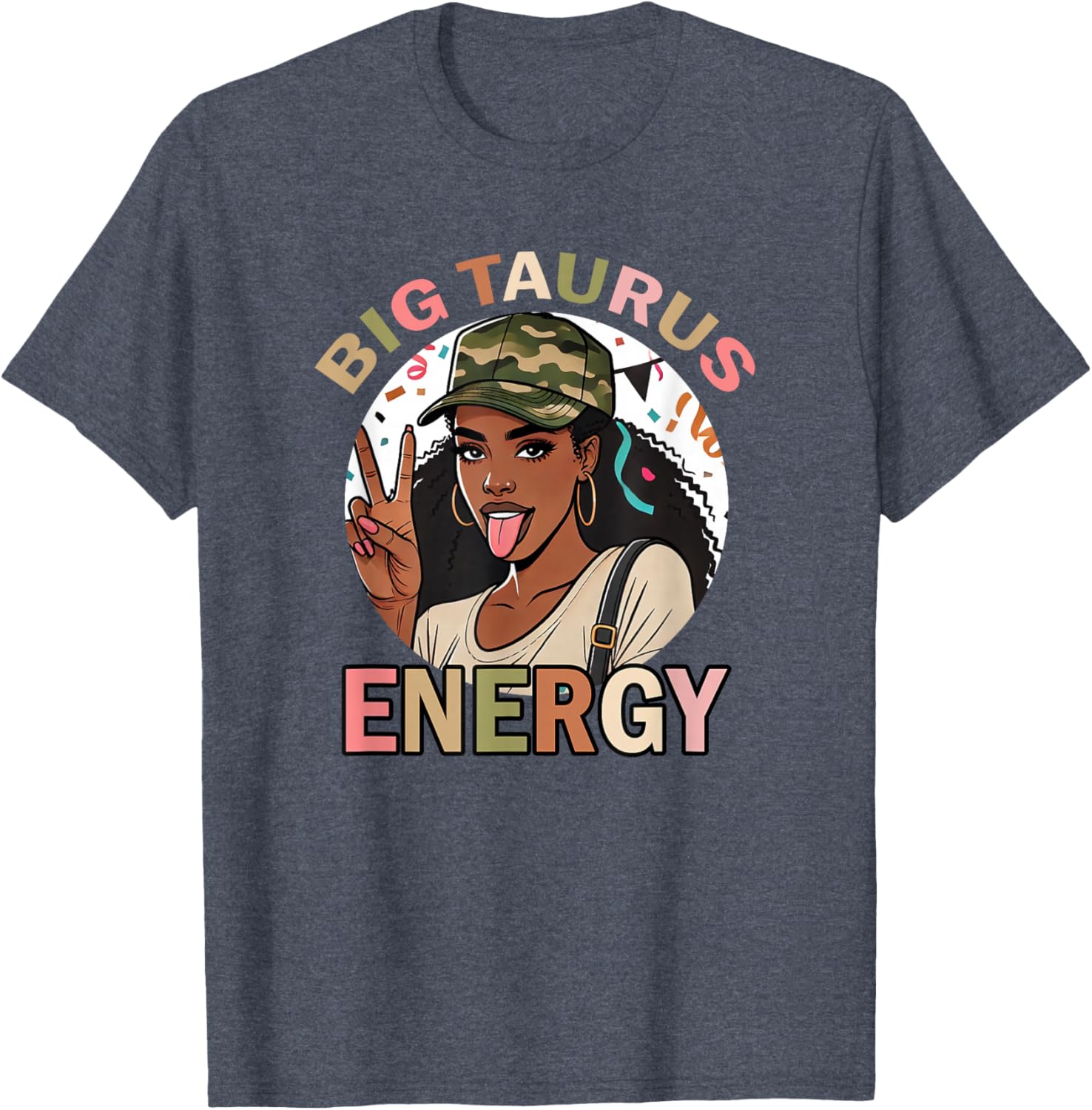 Big Taurus Energy Camo T-Shirt for Black Women - Retro Birthday Gift - 14