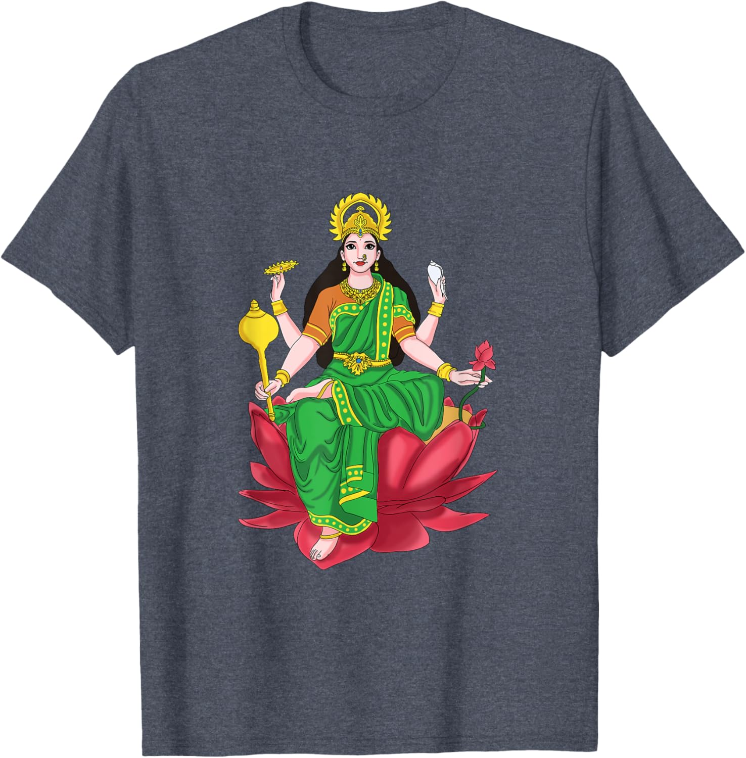 Laxmi Mata Diwali T-Shirt with Lotus Illustration for Pooja Celebrations - 25