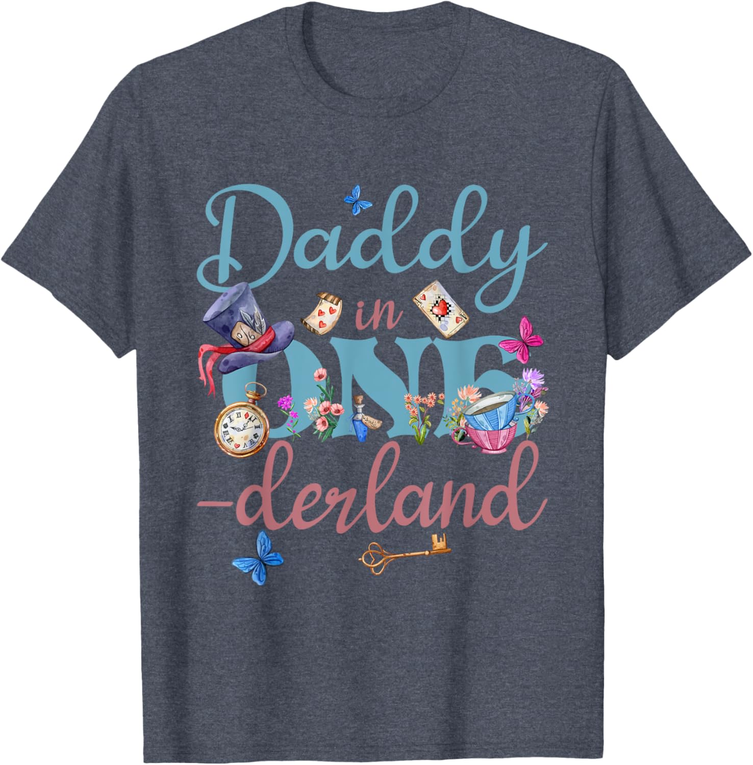 Alice in ONEderland Daddy of Birthday Girl T-Shirt for Celebrations - 1