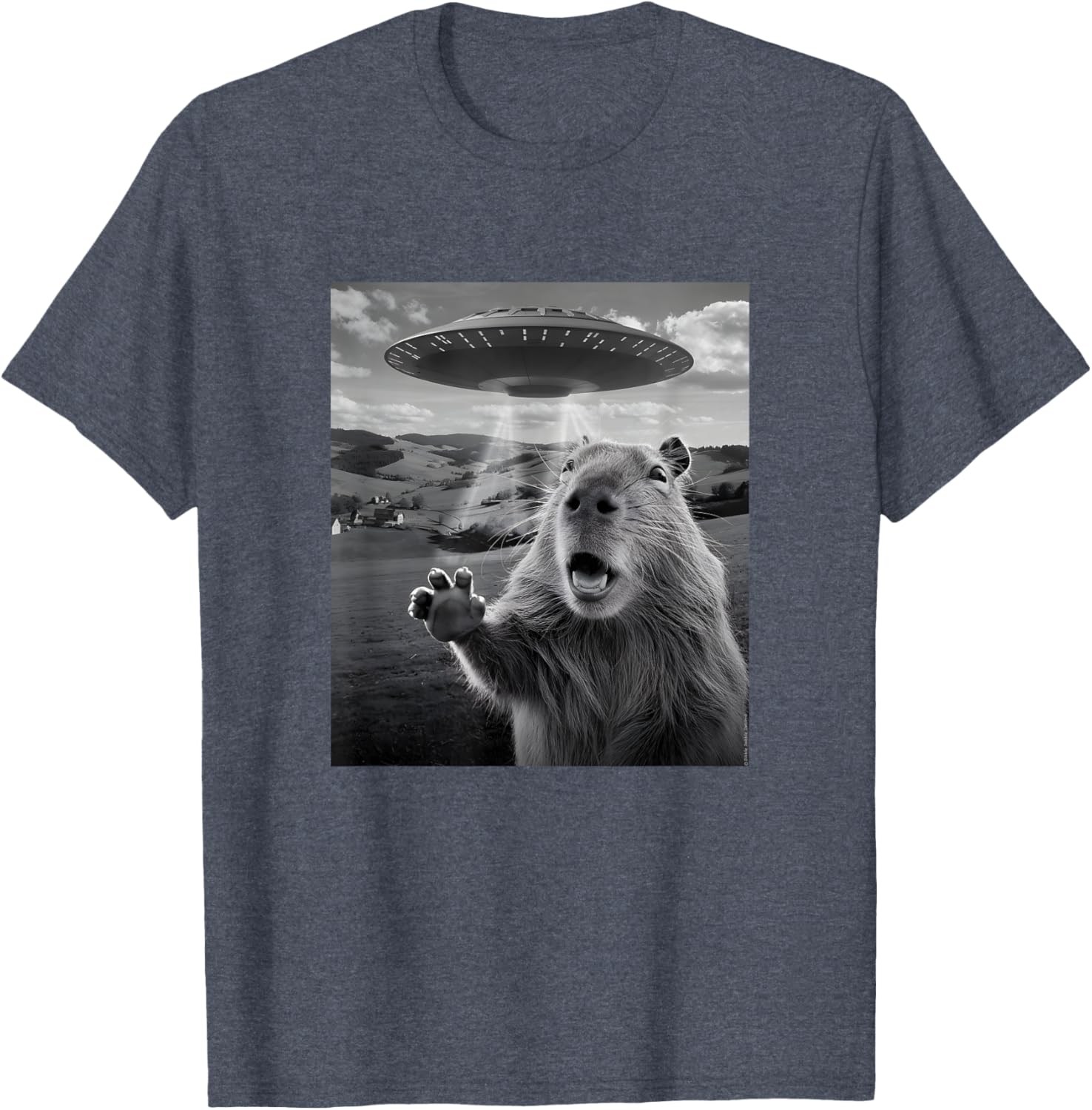 Funny UFO T-Shirt with Scared Capybara Design for Unique Style - 1