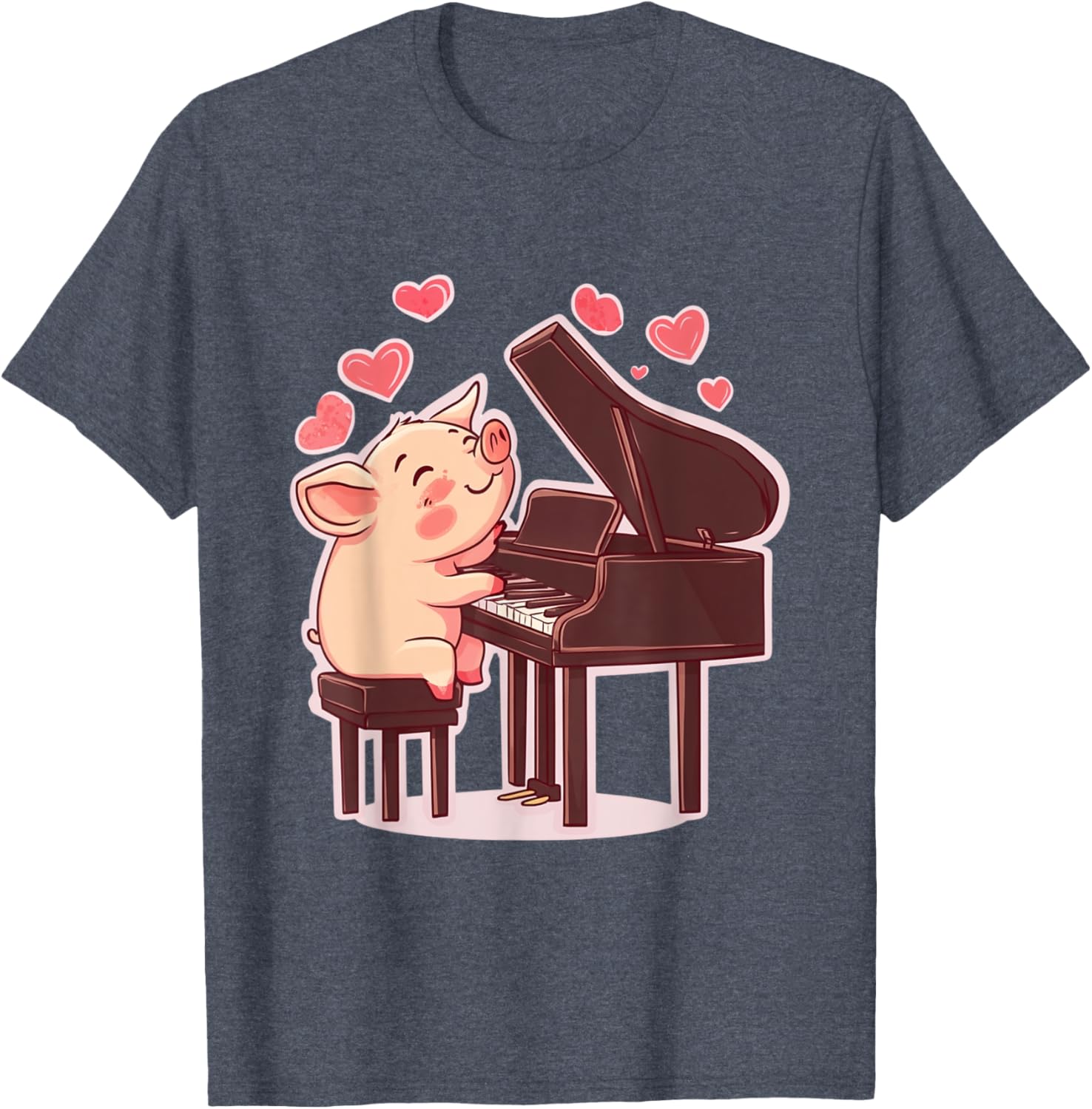 Funny Pig Playing Piano Valentine's Day T-Shirt for Animal Lovers - 13
