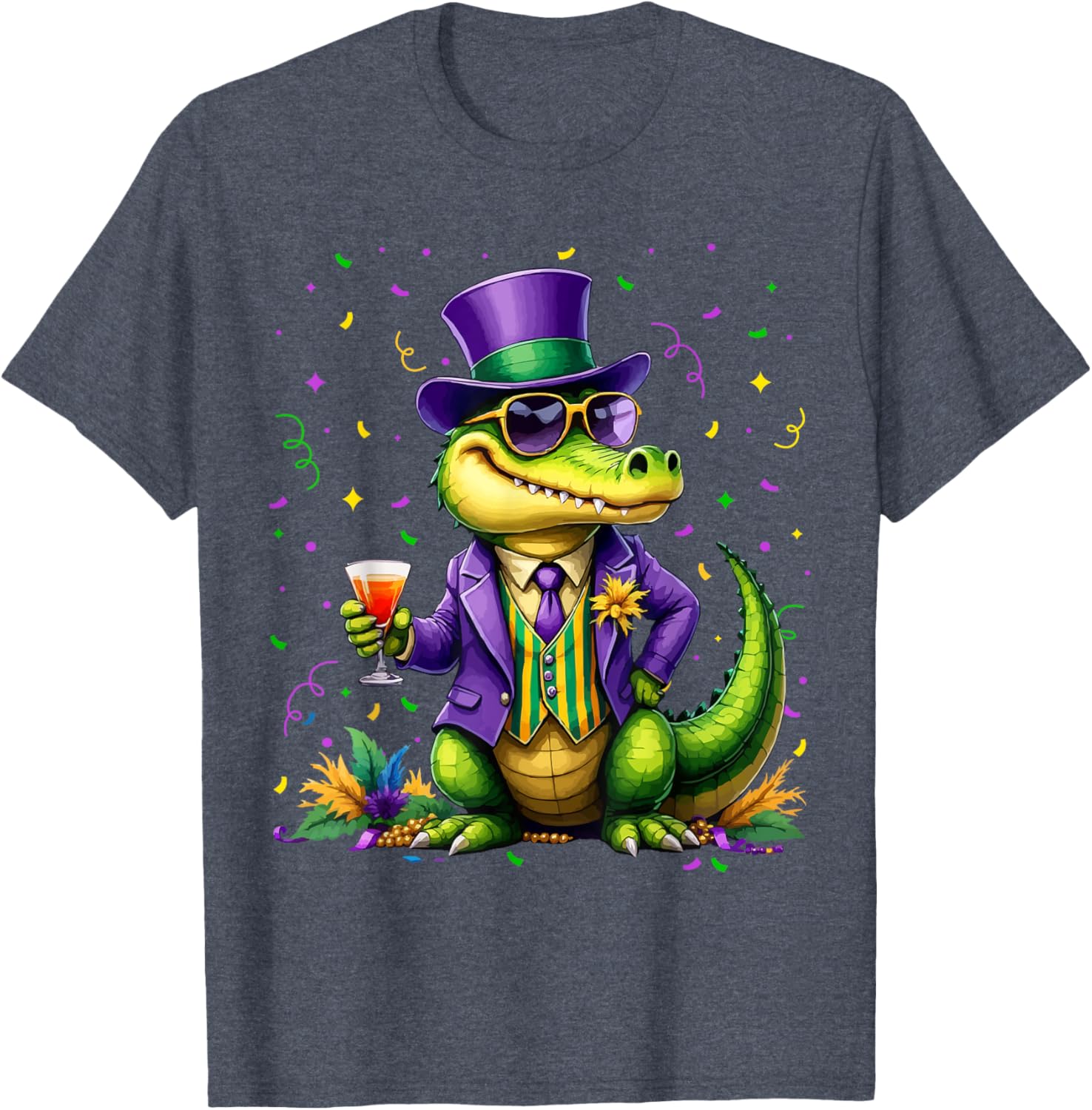 Mardigator Alligator Costume T-Shirt for Mardi Gras Fun Unisex Apparel - 6
