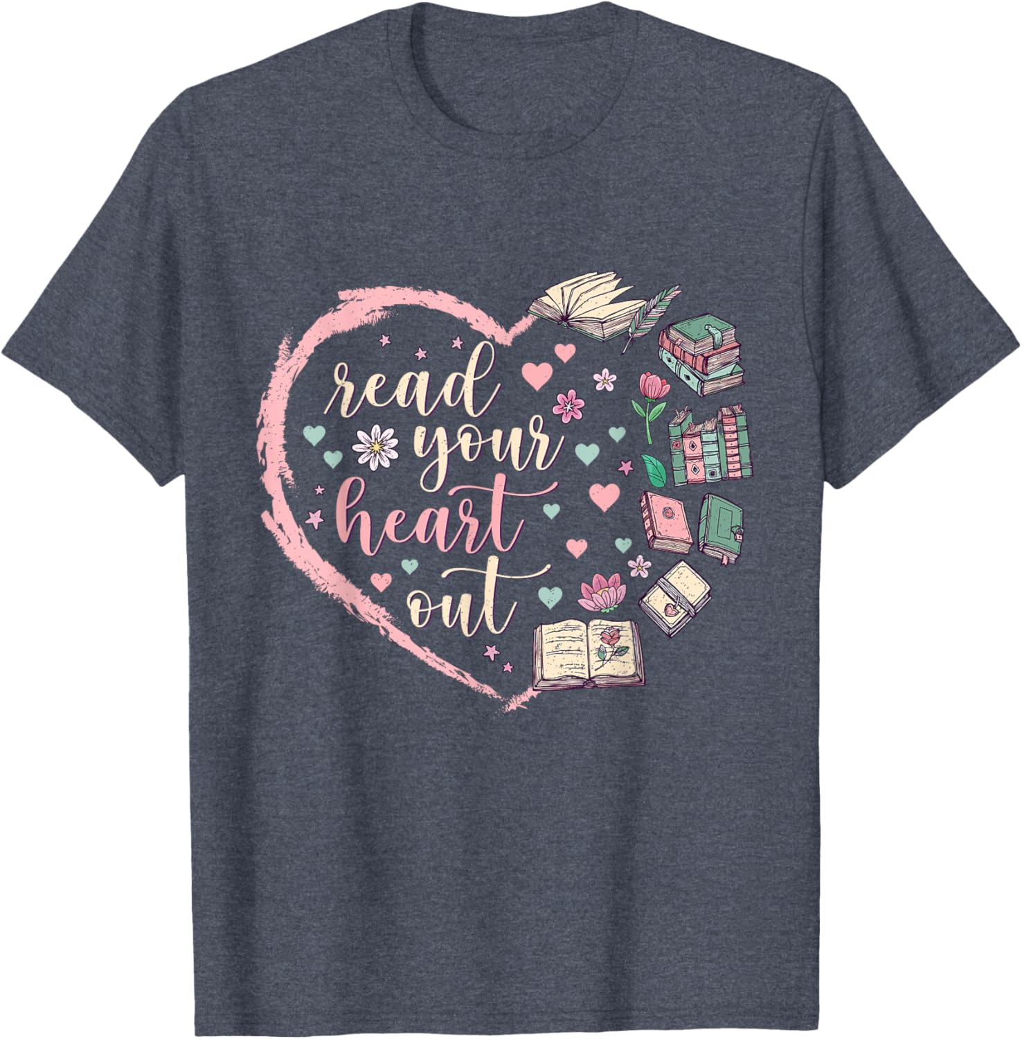 Valentine's Teacher T-Shirt for Book Lovers - Read Your Heart Out Design - 11