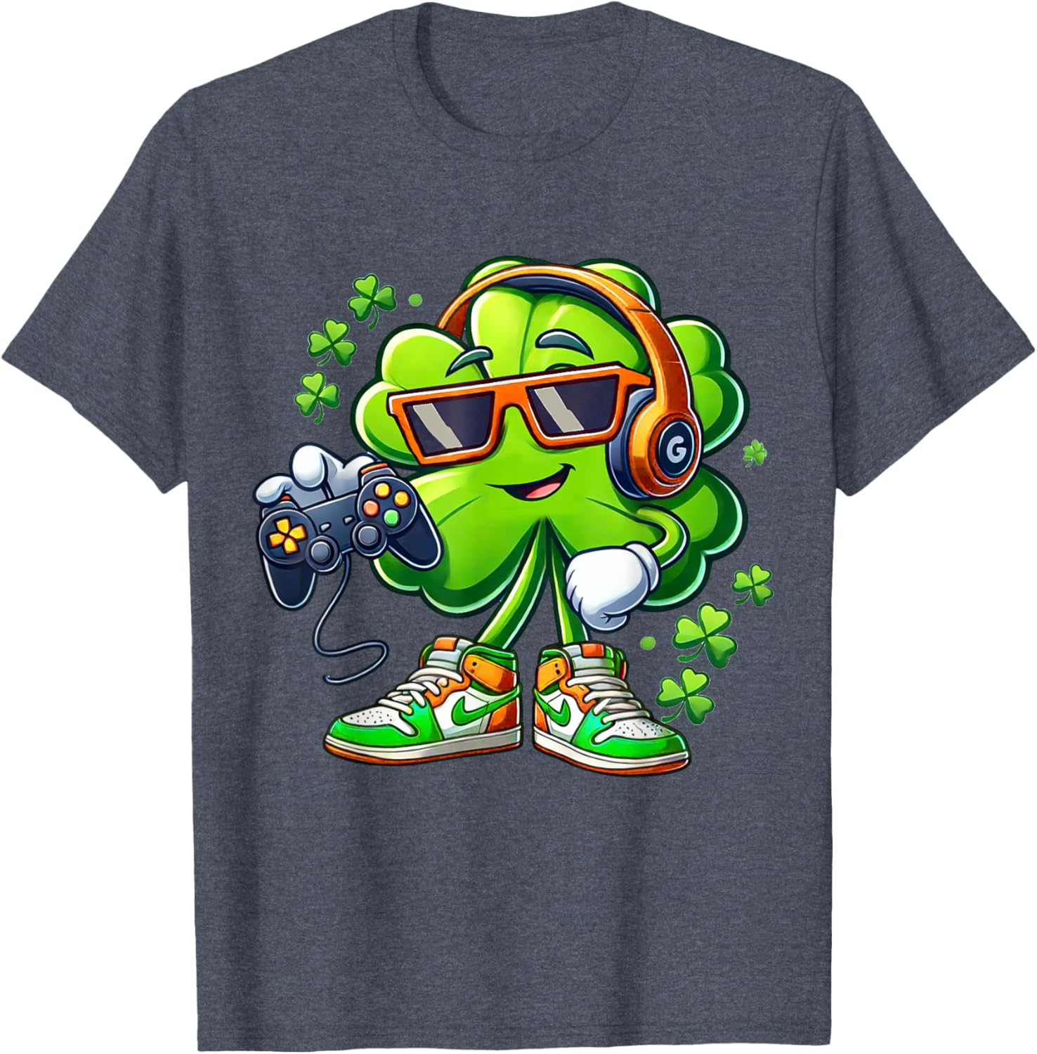 Funny St Patricks Day Gamer T-Shirt for Boys with Shamrock Design - 10
