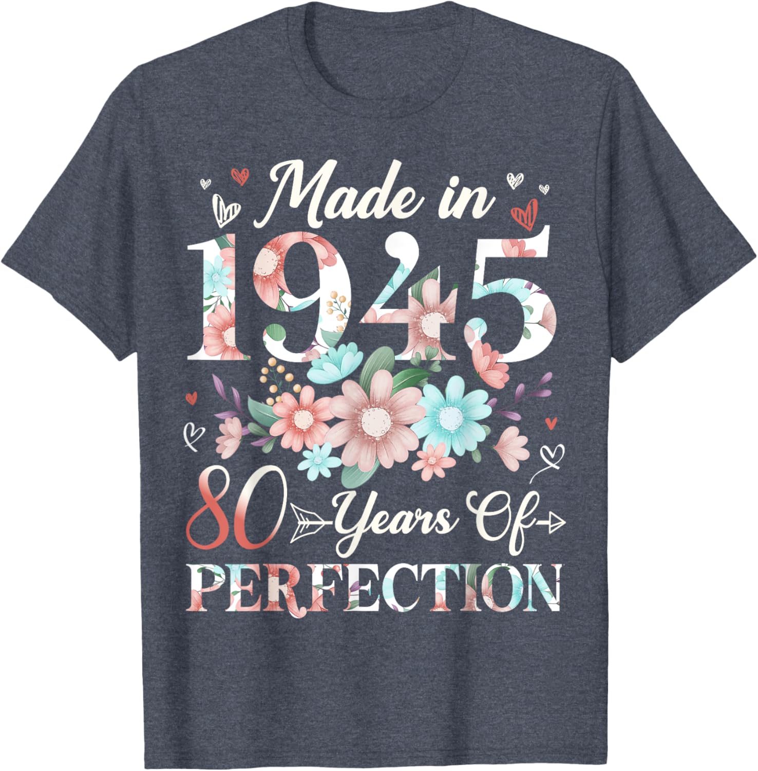 Floral 80th Birthday T-Shirt for Women - Celebrating 80 Years of Joy - 21