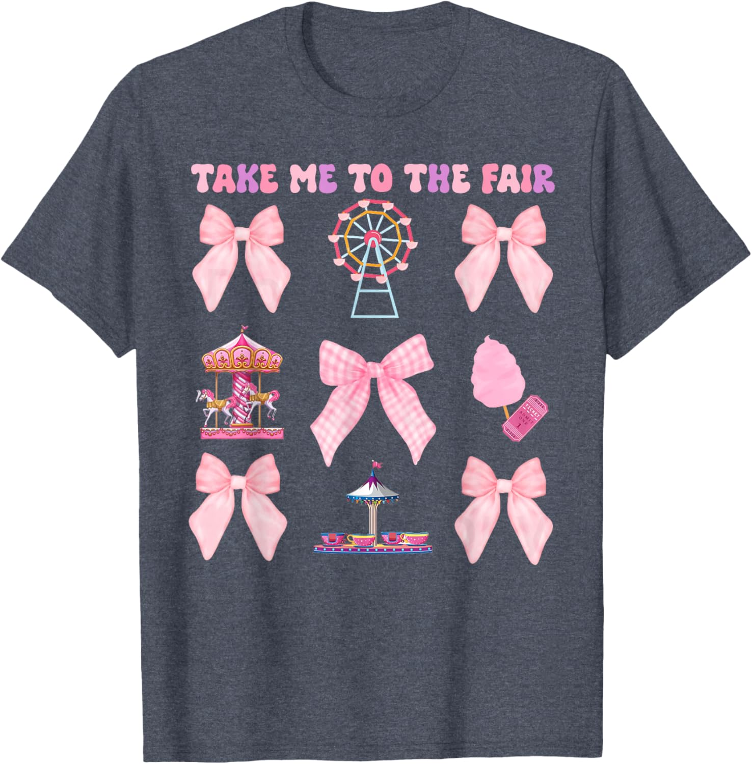 Take Me To The Fair Pink Bow Ferris Wheel T-Shirt for Stylish Fun - 18