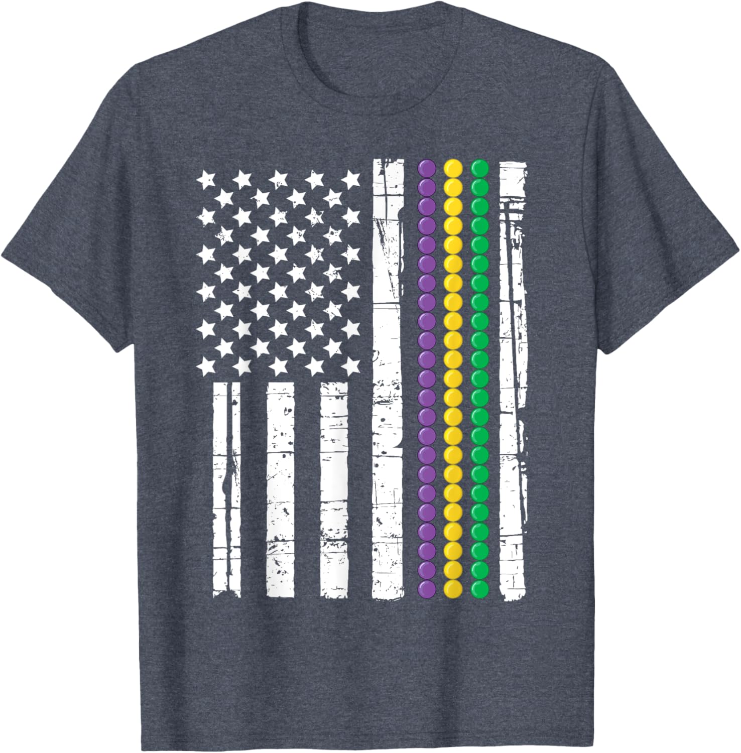 Mardi Gras USA Flag T-Shirt for Festive Celebrations and Events - 19