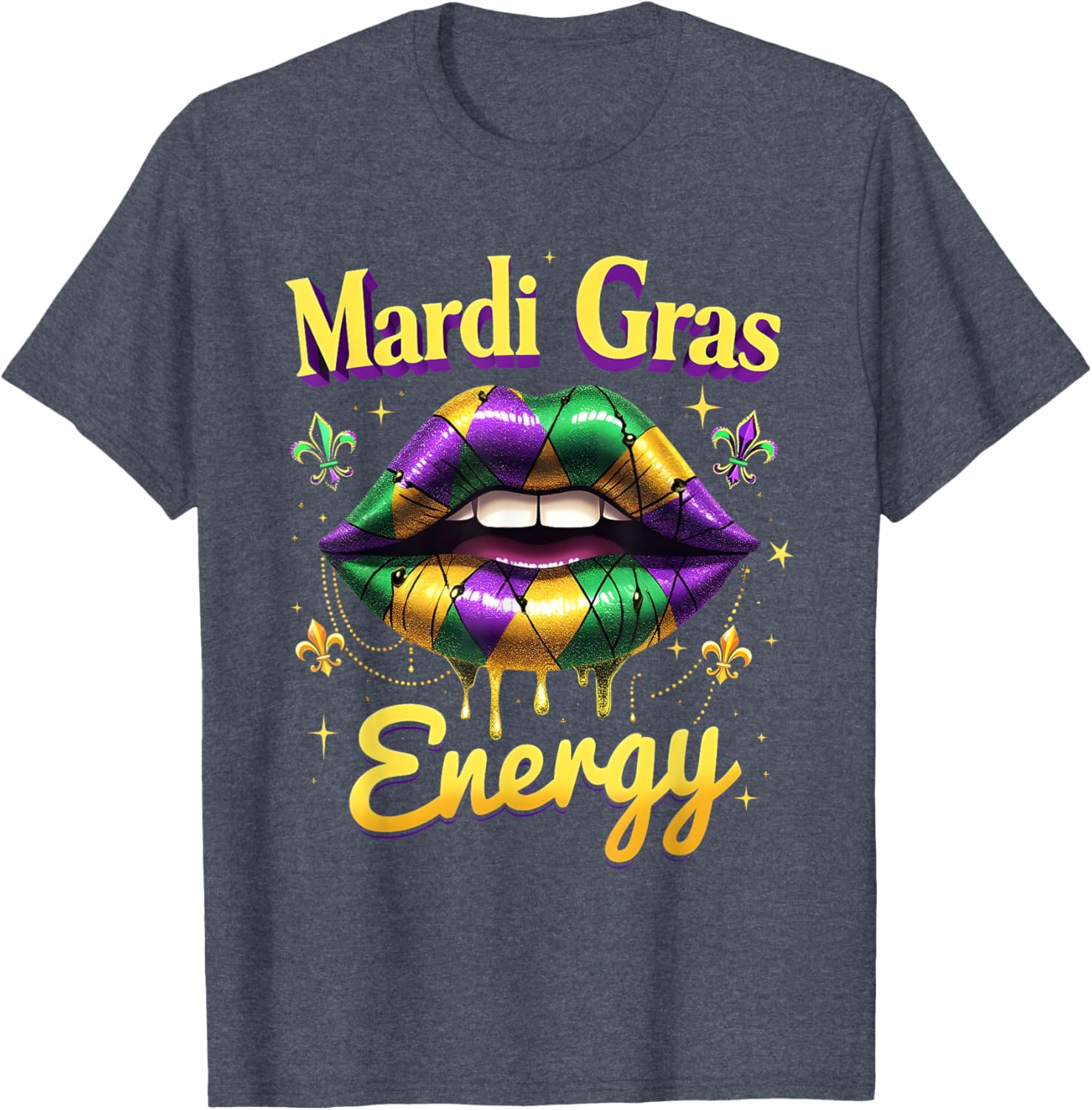 Mardi Gras Energy Carnival Lips T-Shirt New Orleans 2025 Costume Wear - 20