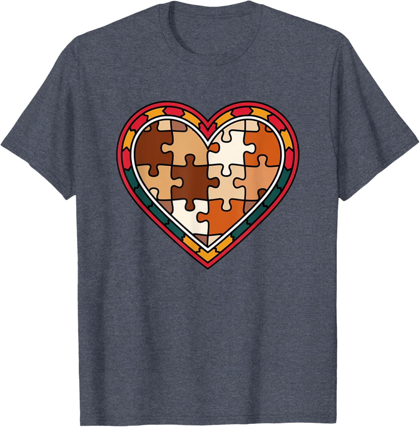 Melanin Heart Puzzle Black History Motivational Afro T-Shirt for All - 15
