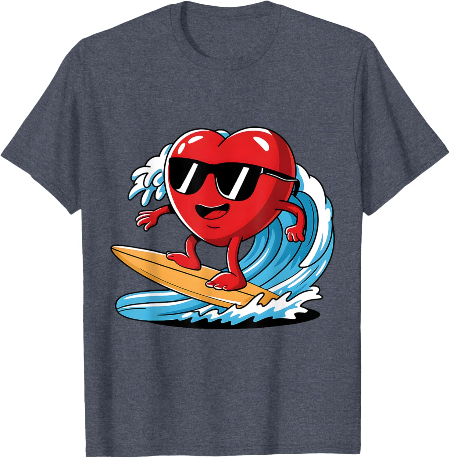Surfing Heart Funny T-Shirt for Boys and Men - Perfect Valentine's Gift - 21