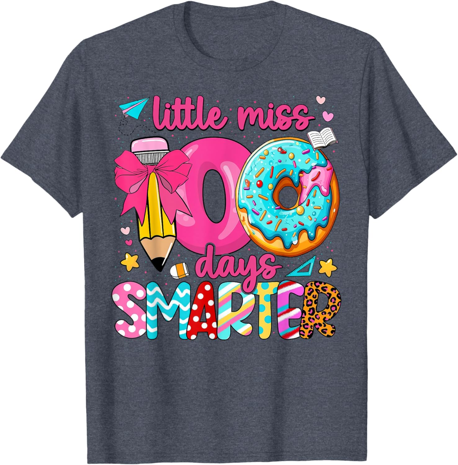 Little Miss 100 Days Smarter Girls T-Shirt for 100th Day of School - 13