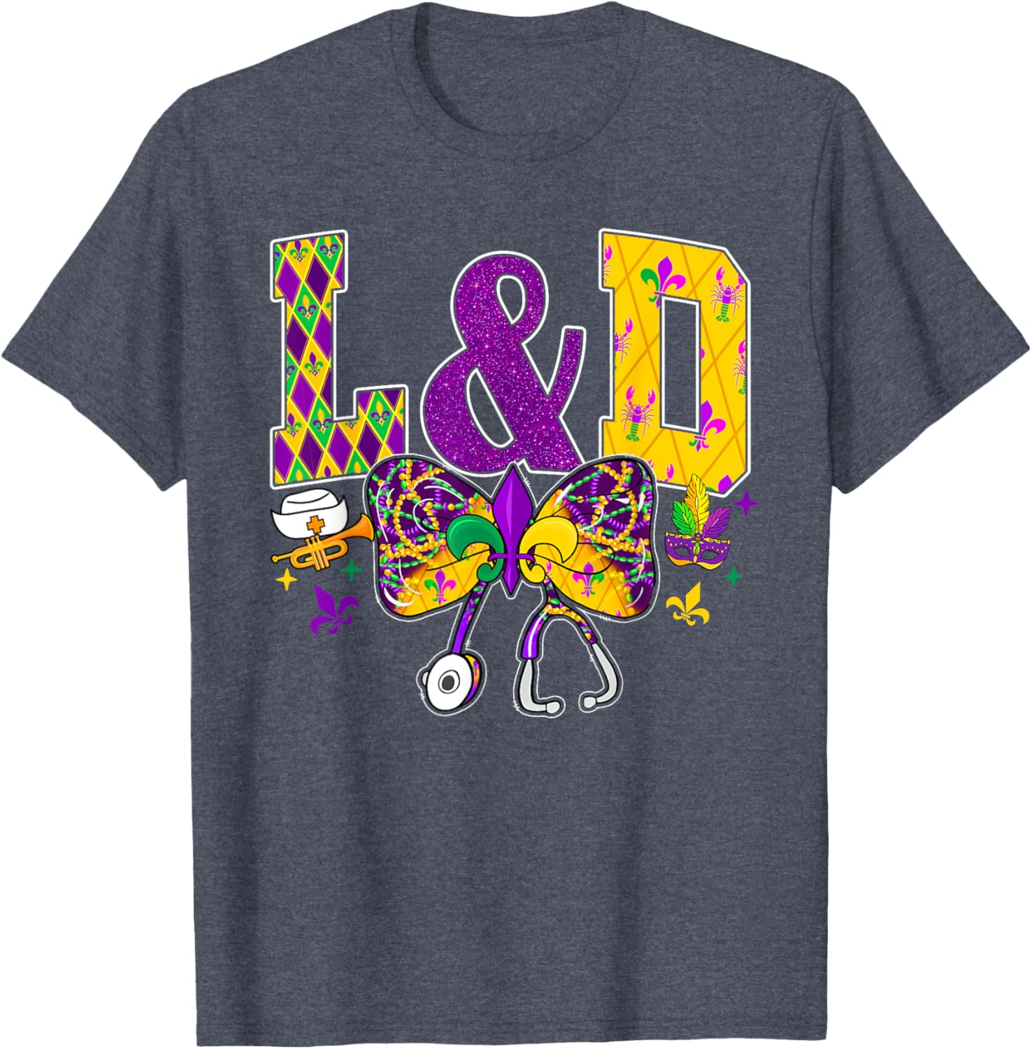 Funny Mardi Gras Coquette Bow T-Shirt for Men and Women Carnival Fun - 17