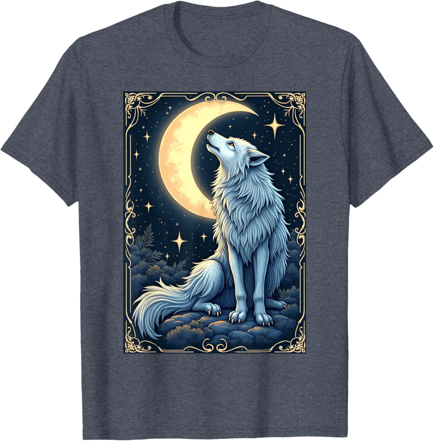 Mystical Wolf Under Moonlight T-Shirt for Celestial Art Lovers - 1