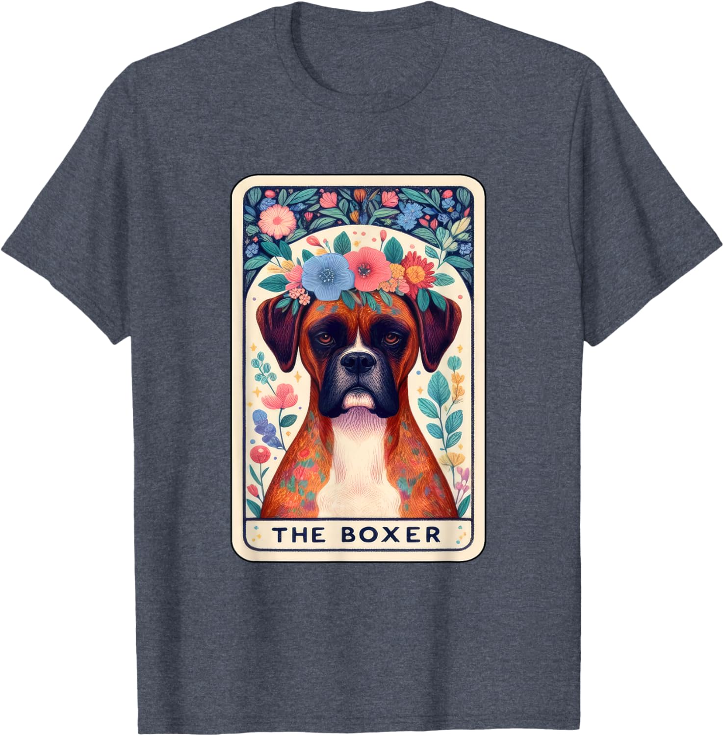 Boxer Dog Tarot Floral Star Moon T-Shirt for Men Women Kids - 3