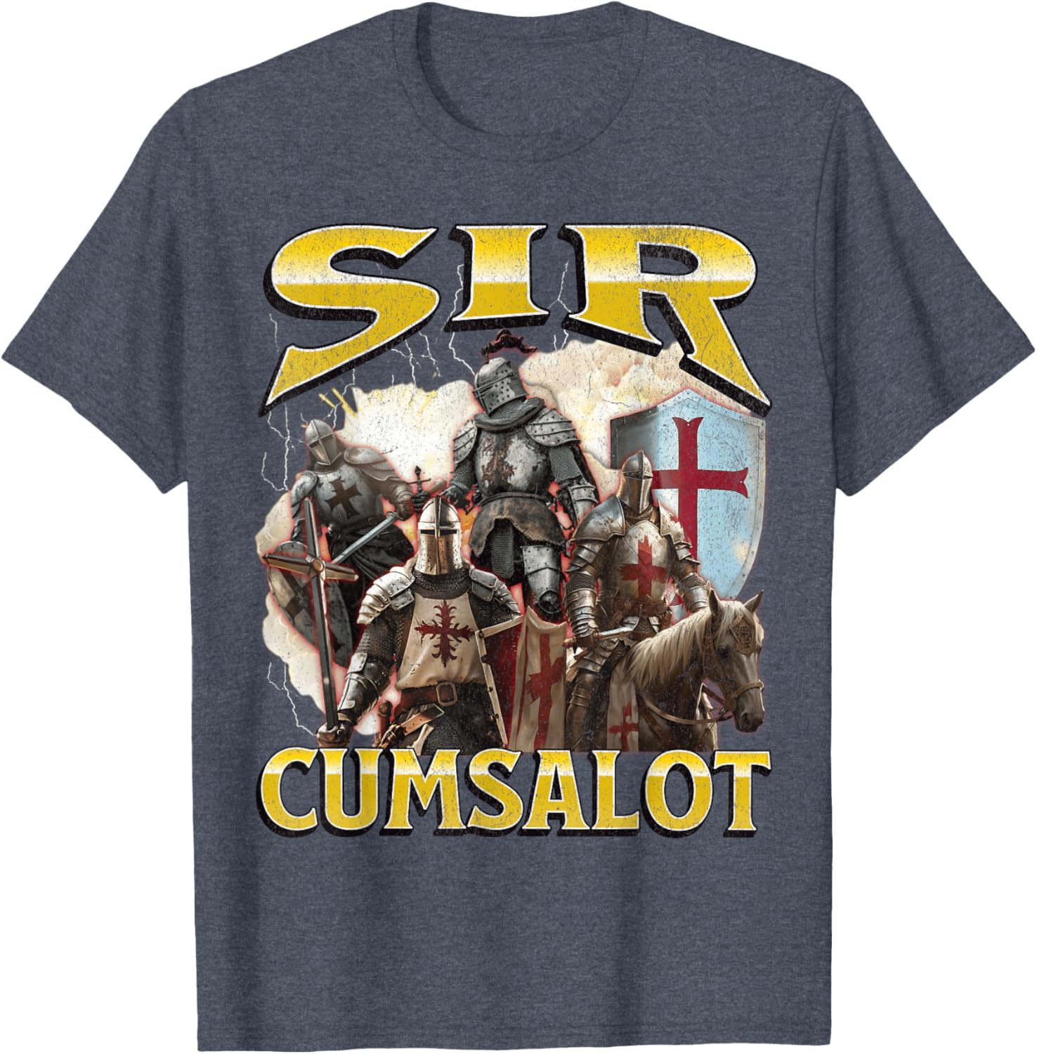 Sir Cumsalot Funny Offensive Knight Meme Graphic T-Shirt for Adults - 4