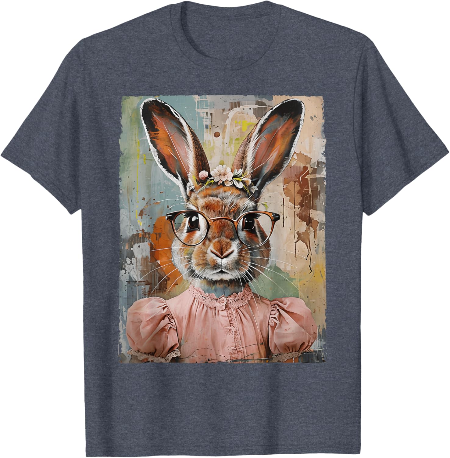 Happy Easter Bunny Rabbit Flower Graphic T-Shirt for Women and Girls - 8