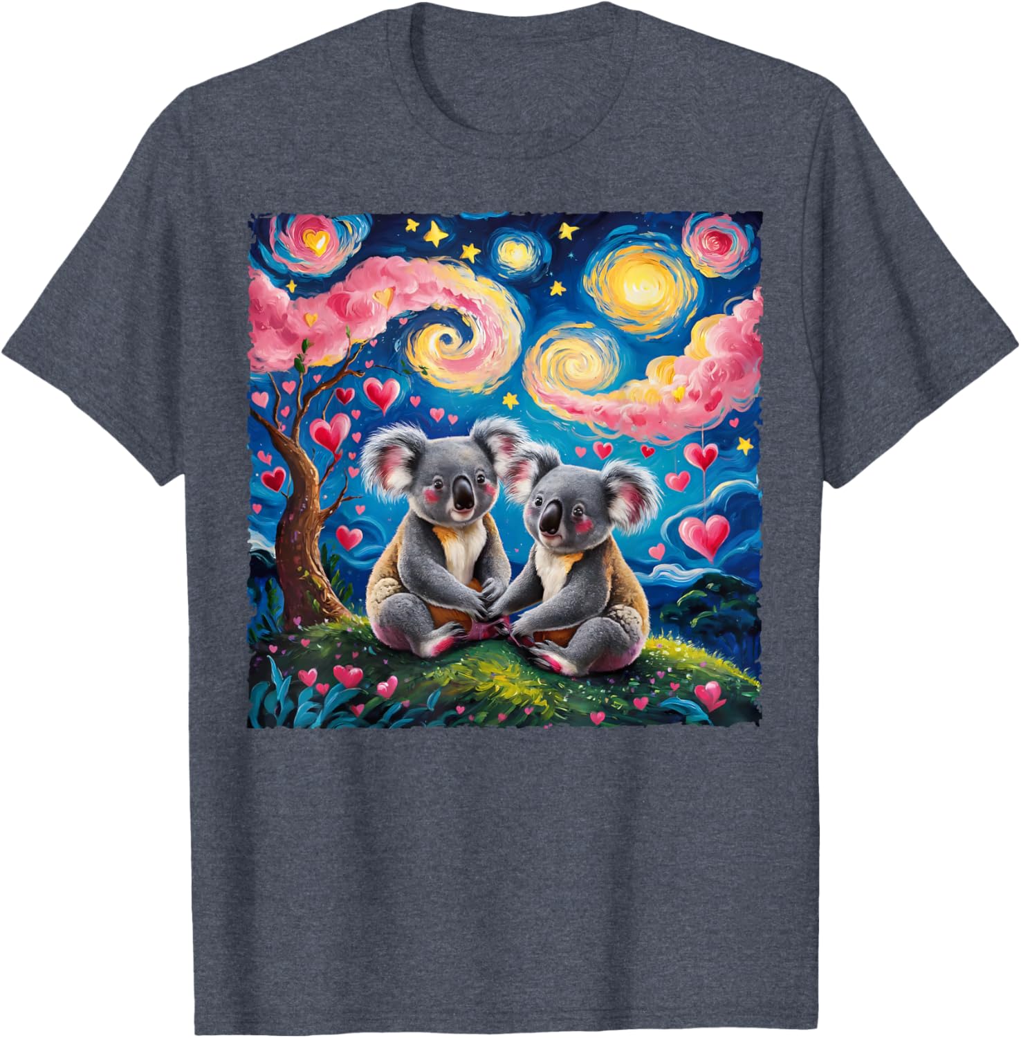 Koala Bear Van Gogh Starry Night T-Shirt for Romantic Couples - 22