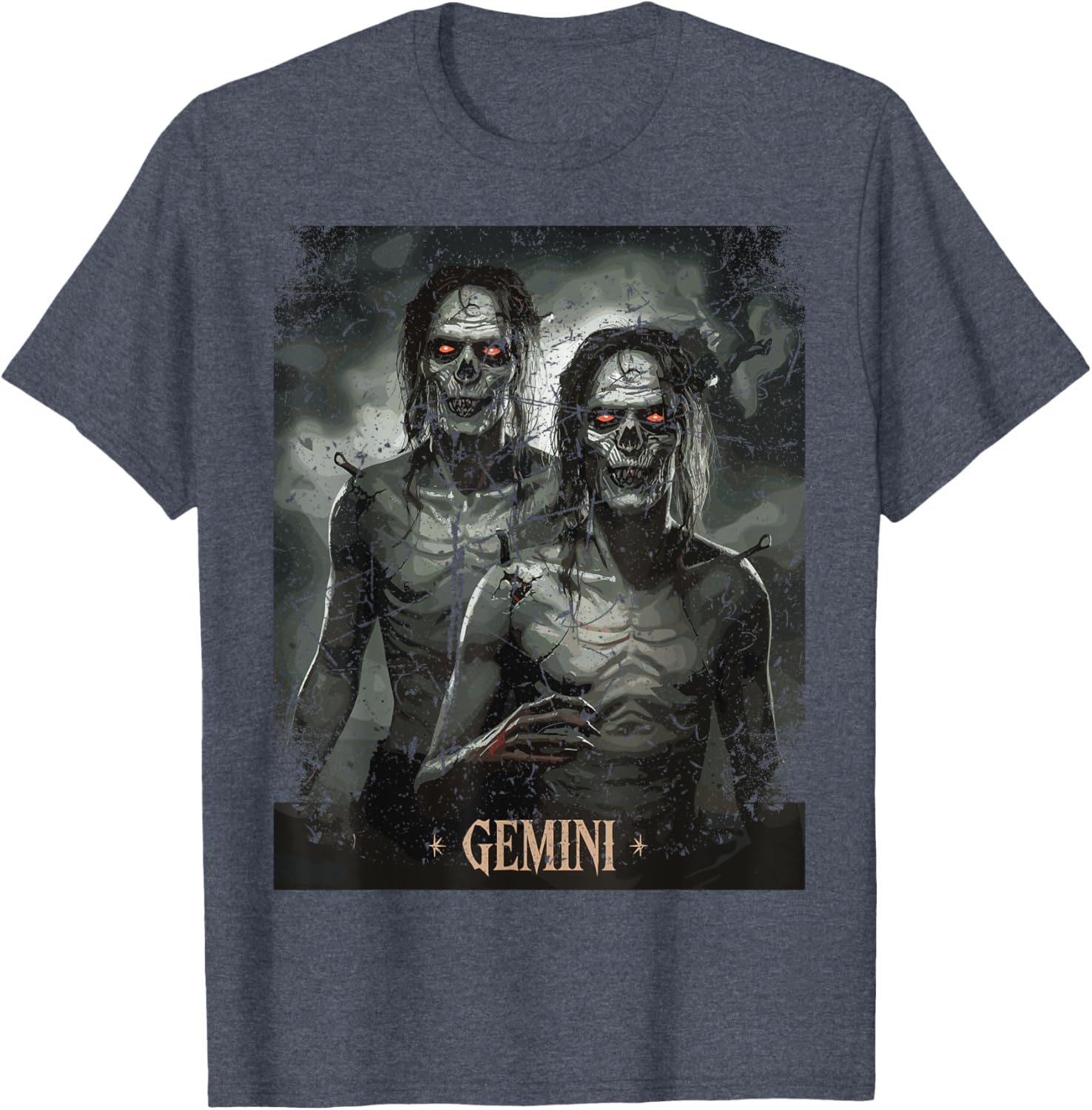 Zombie Gemini Twins Horror Zodiac T-Shirt for Unique Style Lovers - 5