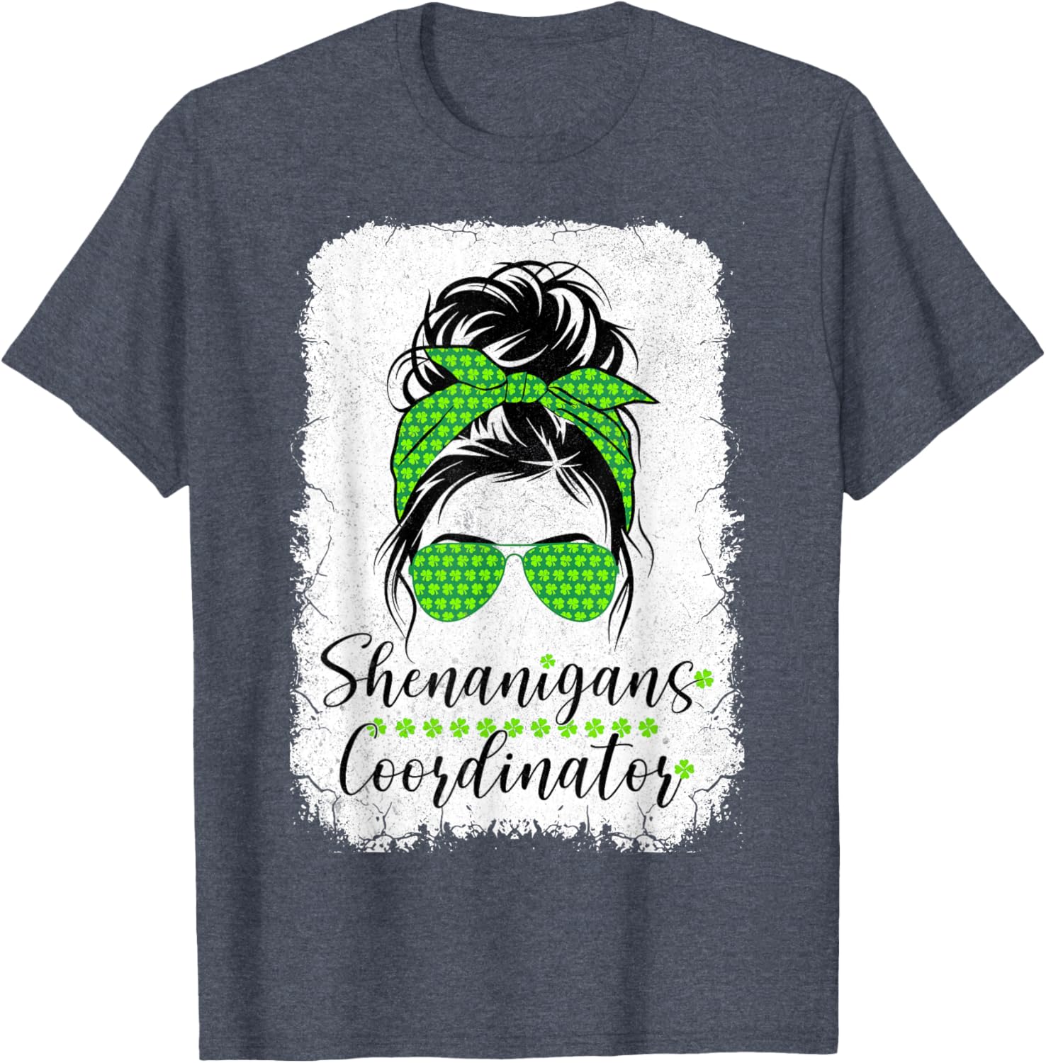 Shenanigans Coordinator Messy Bun St Patricks Day T-Shirt for Women - 9