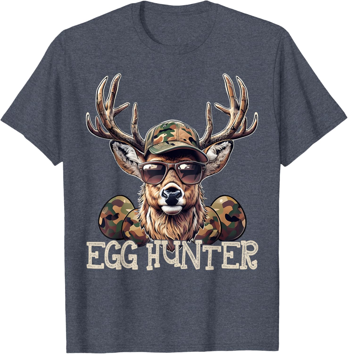 Egg Hunter Deer Camo Cap Boys T-Shirt Perfect for Easter and Hunting - 16